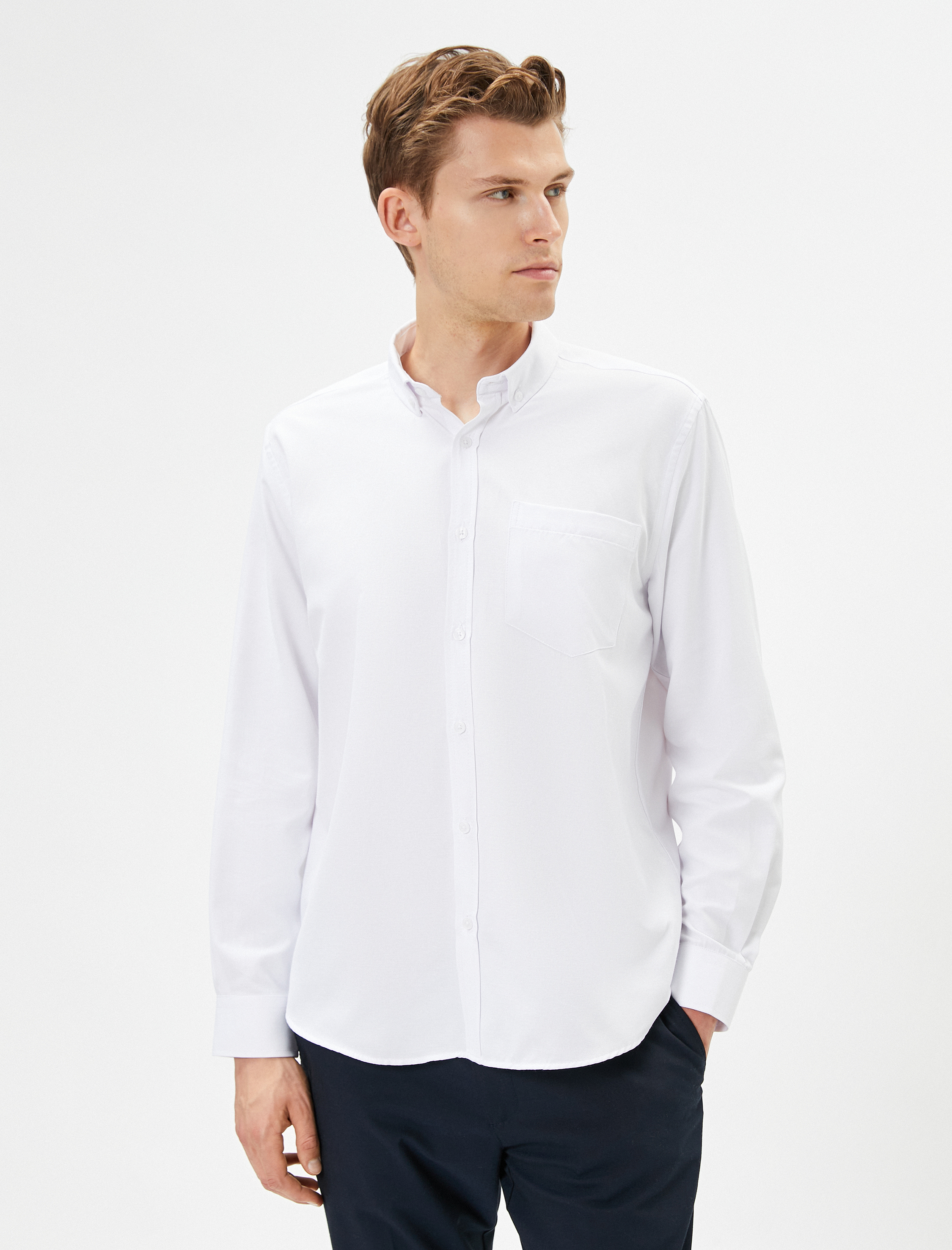   Klasik Gömlek Uzun Kollu Düğmeli Cep Detaylı Regular Fit