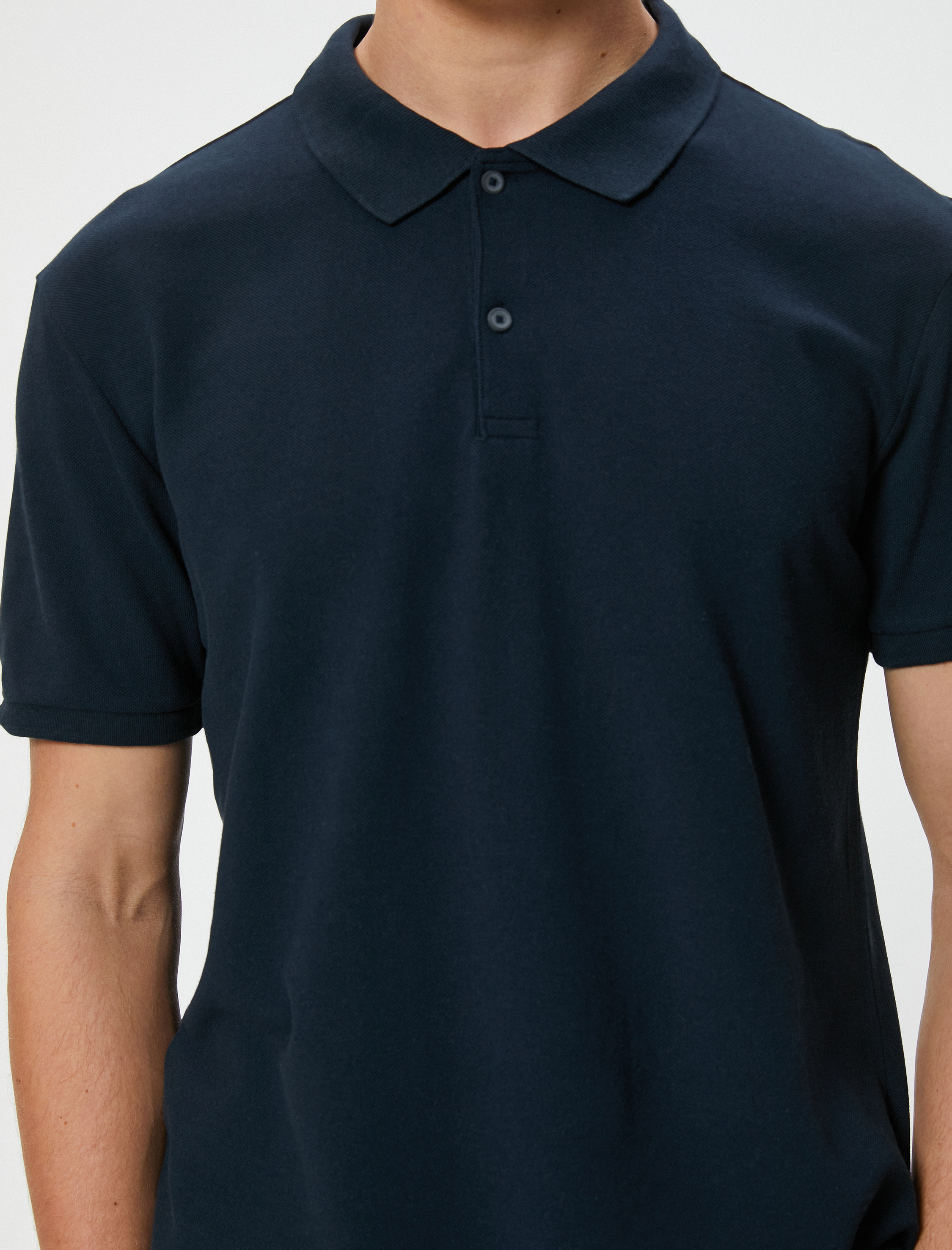Polo Yaka Tişört Slim Fit Düğmeli Kısa Kollu