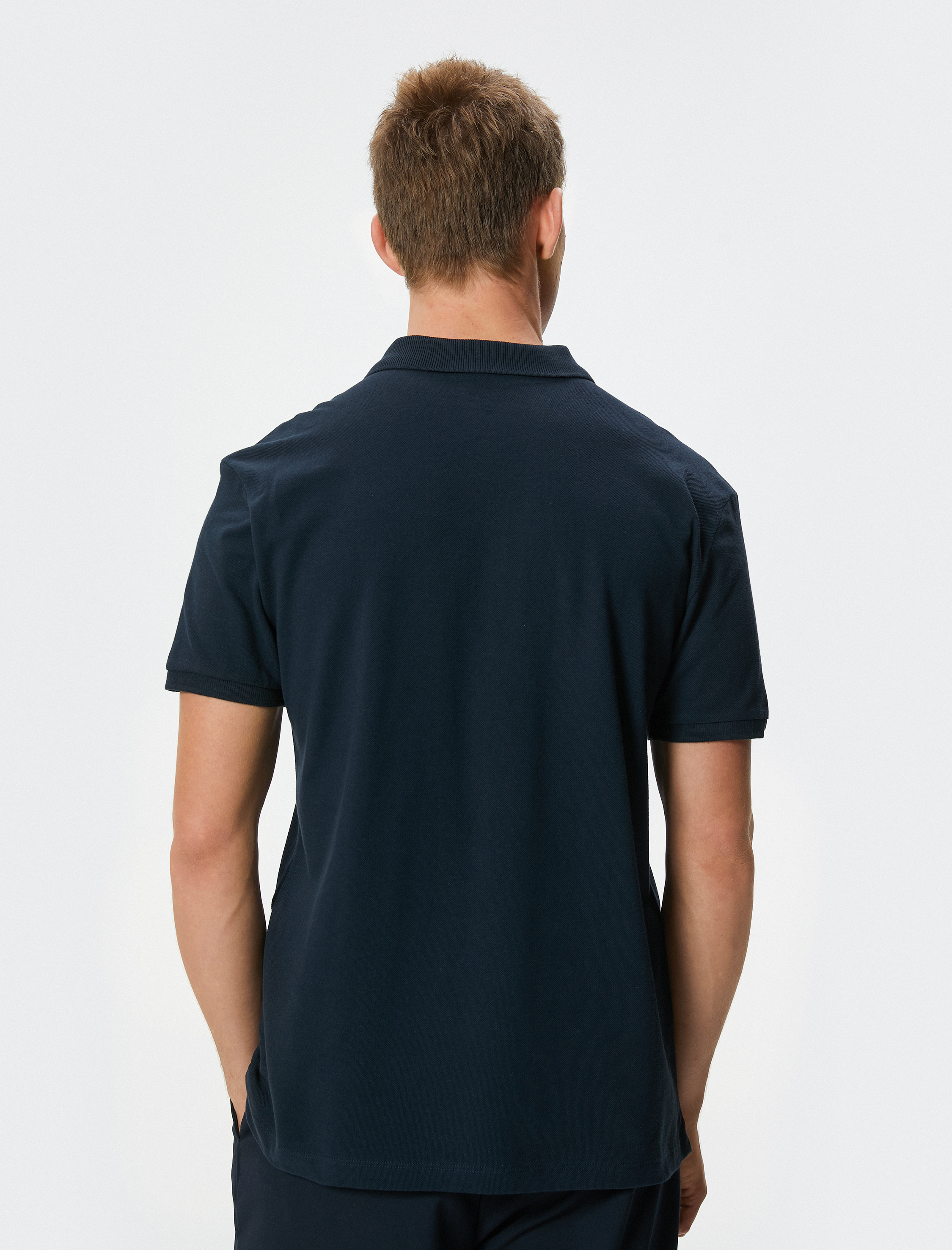 Polo Yaka Tişört Slim Fit Düğmeli Kısa Kollu