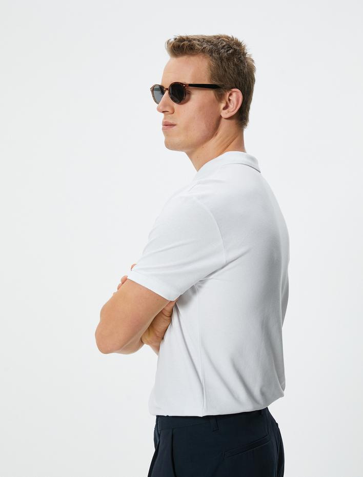  Polo Yaka Tişört Slim Fit Düğmeli Kısa Kollu