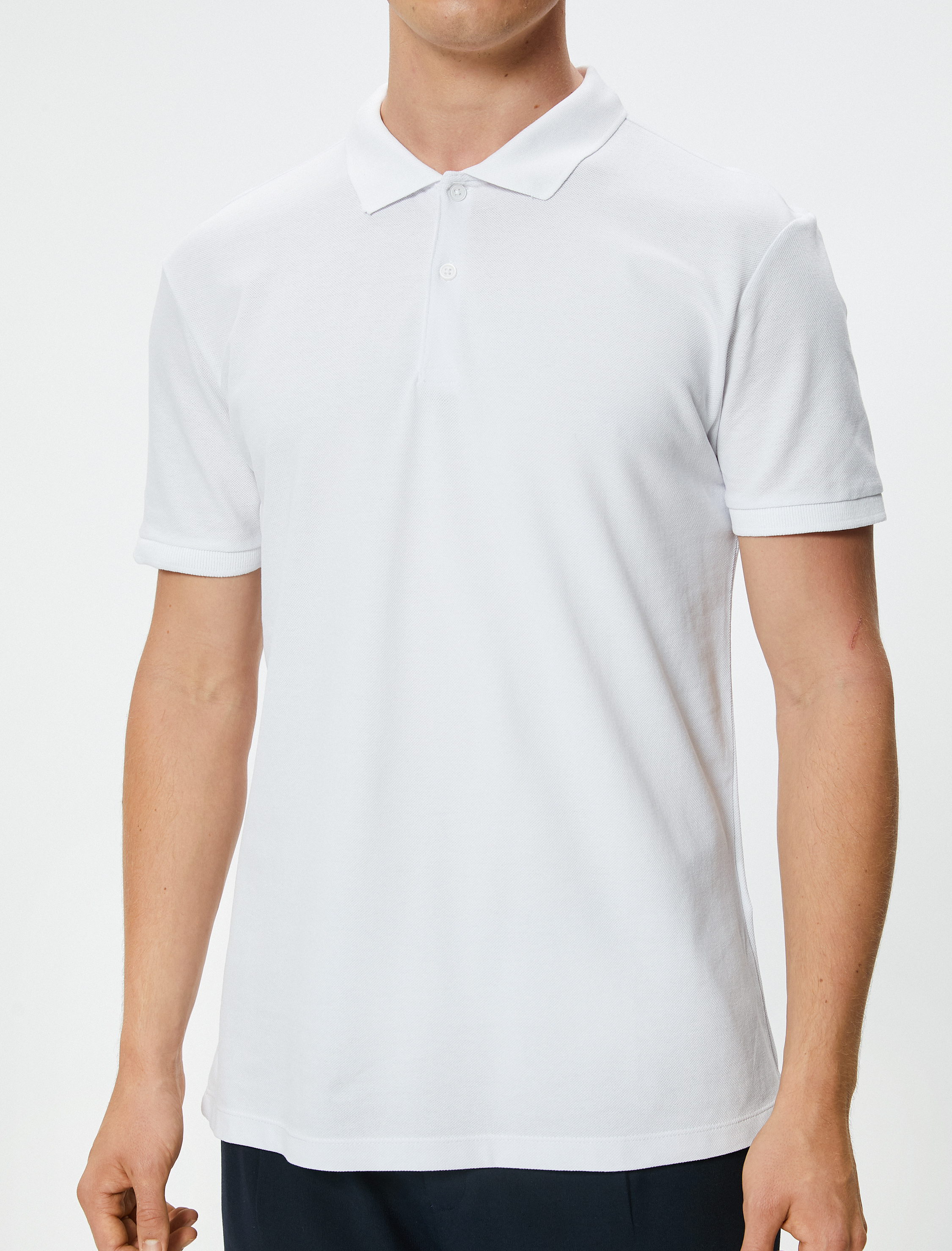 Polo Yaka Tişört Slim Fit Düğmeli Kısa Kollu