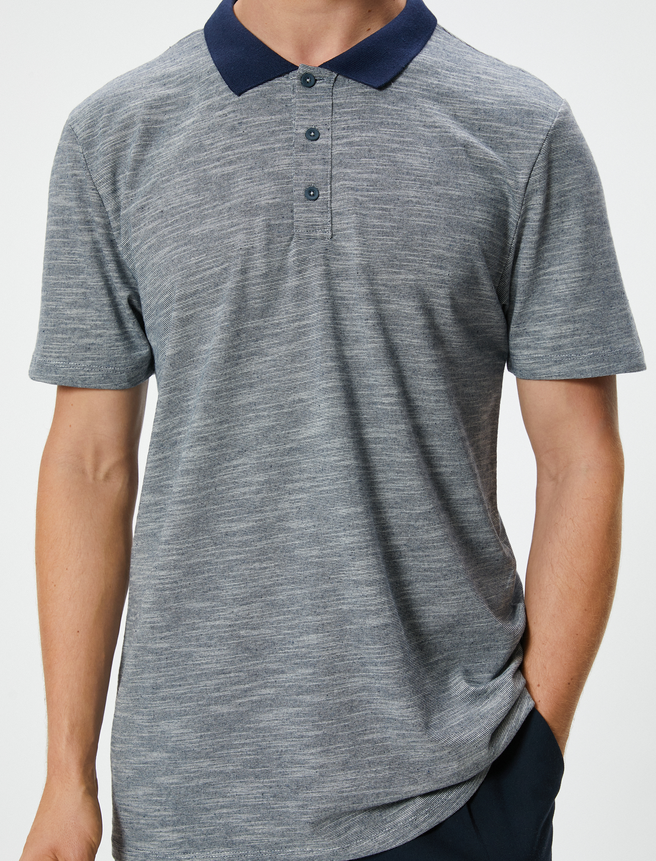   Polo Yaka Tişört Slim Fit Kısa Kollu Düğmeli
