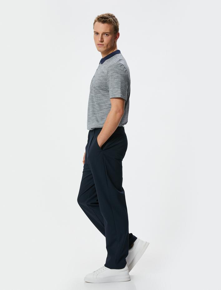  Polo Yaka Tişört Slim Fit Kısa Kollu Düğmeli