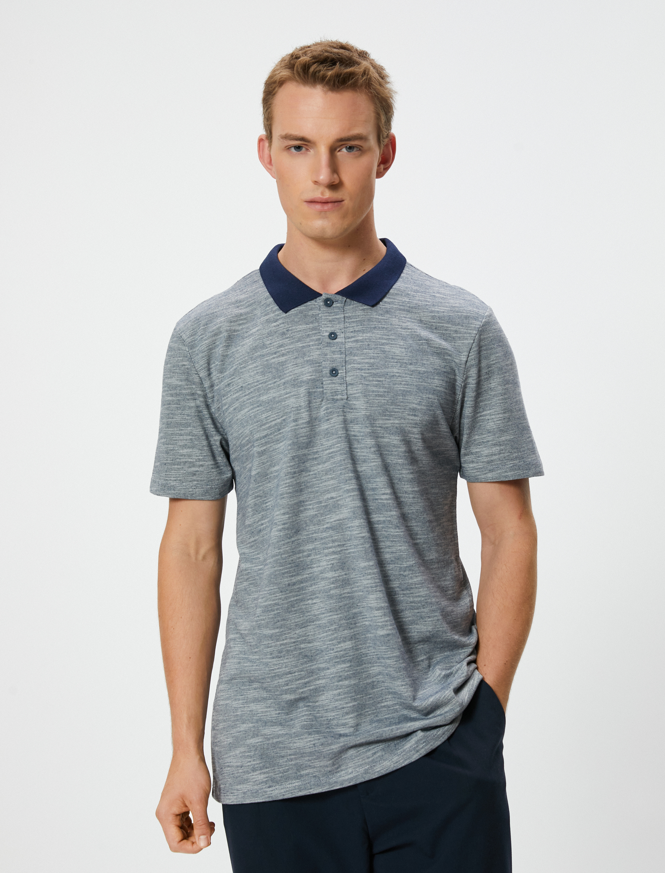 Polo Yaka Tişört Slim Fit Kısa Kollu Düğmeli