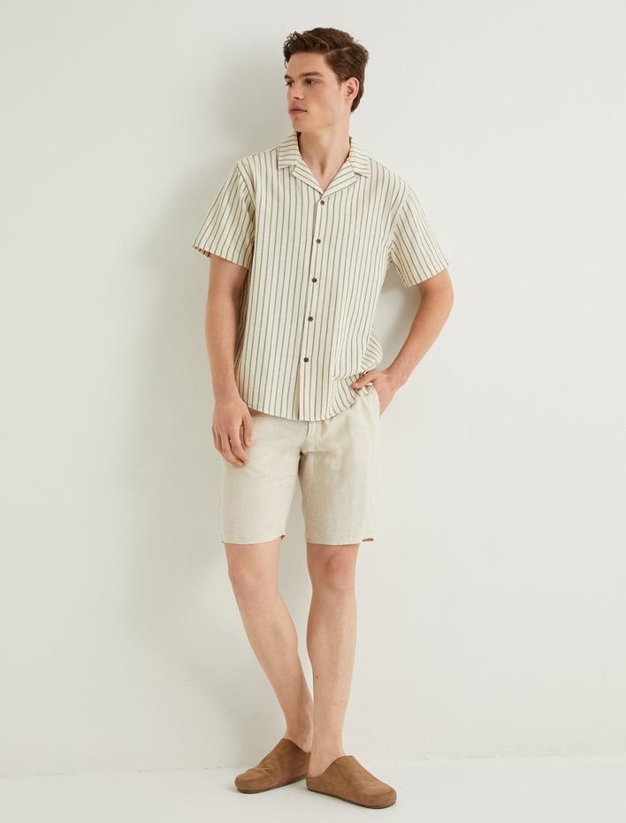  Yazlık Gömlek Kısa Kollu Devrik Yaka Düğmeli Regular Fit