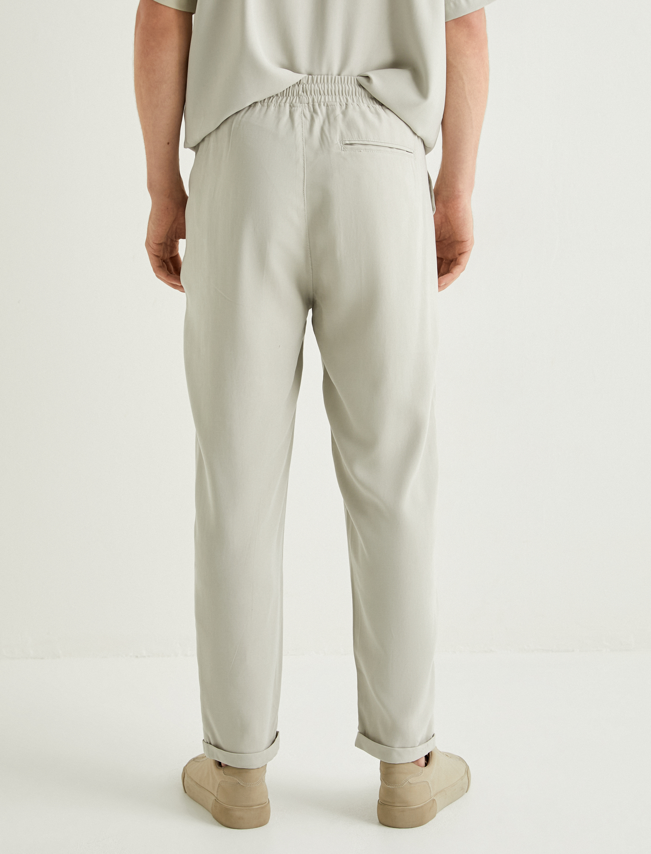   Gabardin Pantolon Beli Bağcıklı Cep Detaylı