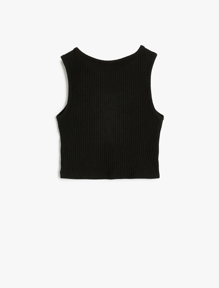 Kız Çocuk Atlet V Yaka Kalp Pencere Detaylı Kolsuz Pamuklu