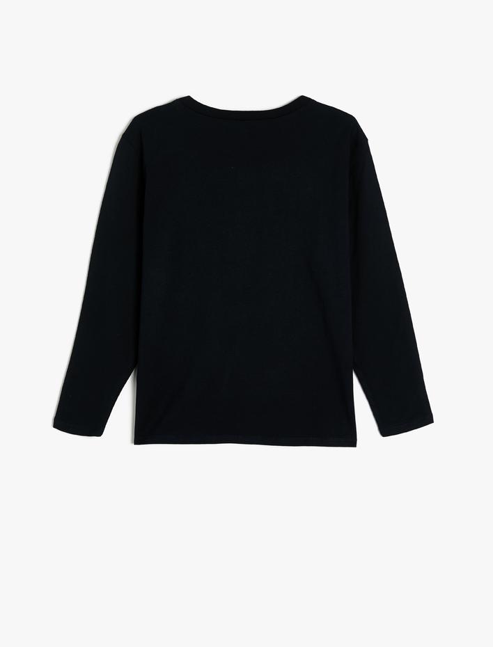 Erkek Çocuk Tişört Uzun Kollu Bisiklet Yaka Basketbol Baskılı Pamuklu