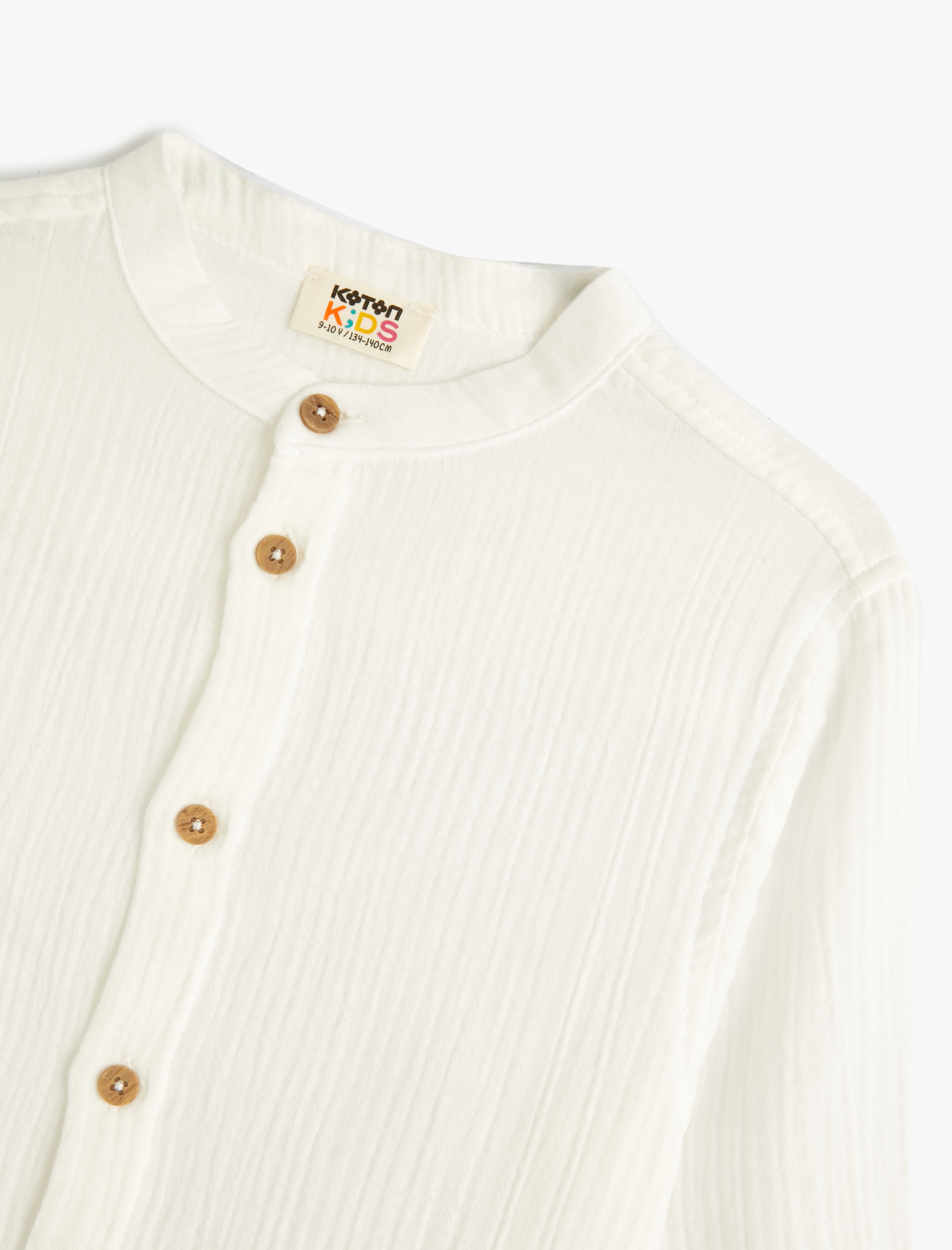  Erkek Çocuk Müslin Gömlek Hakim Yaka Uzun Kollu Düğmeli Pamuklu