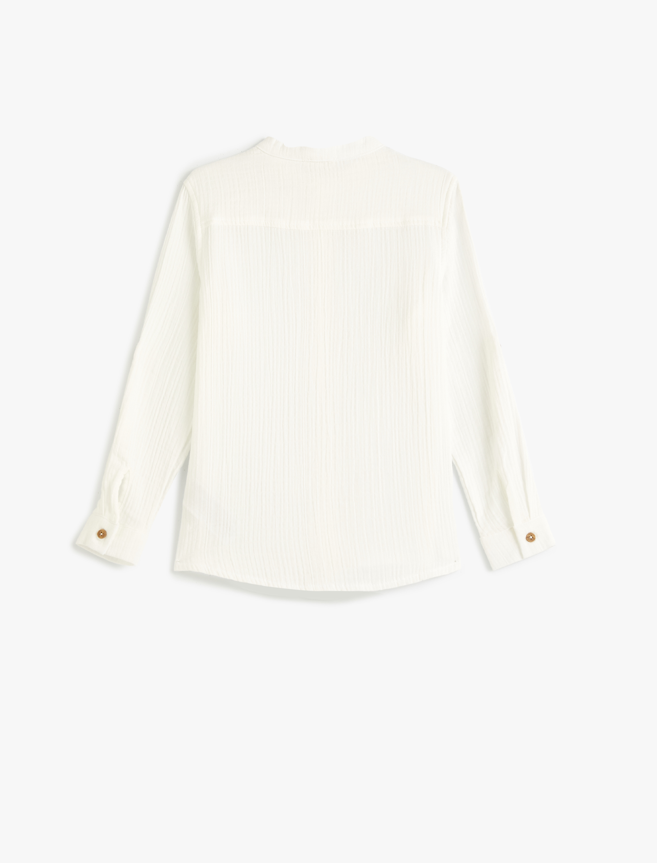  Erkek Çocuk Müslin Gömlek Hakim Yaka Uzun Kollu Düğmeli Pamuklu