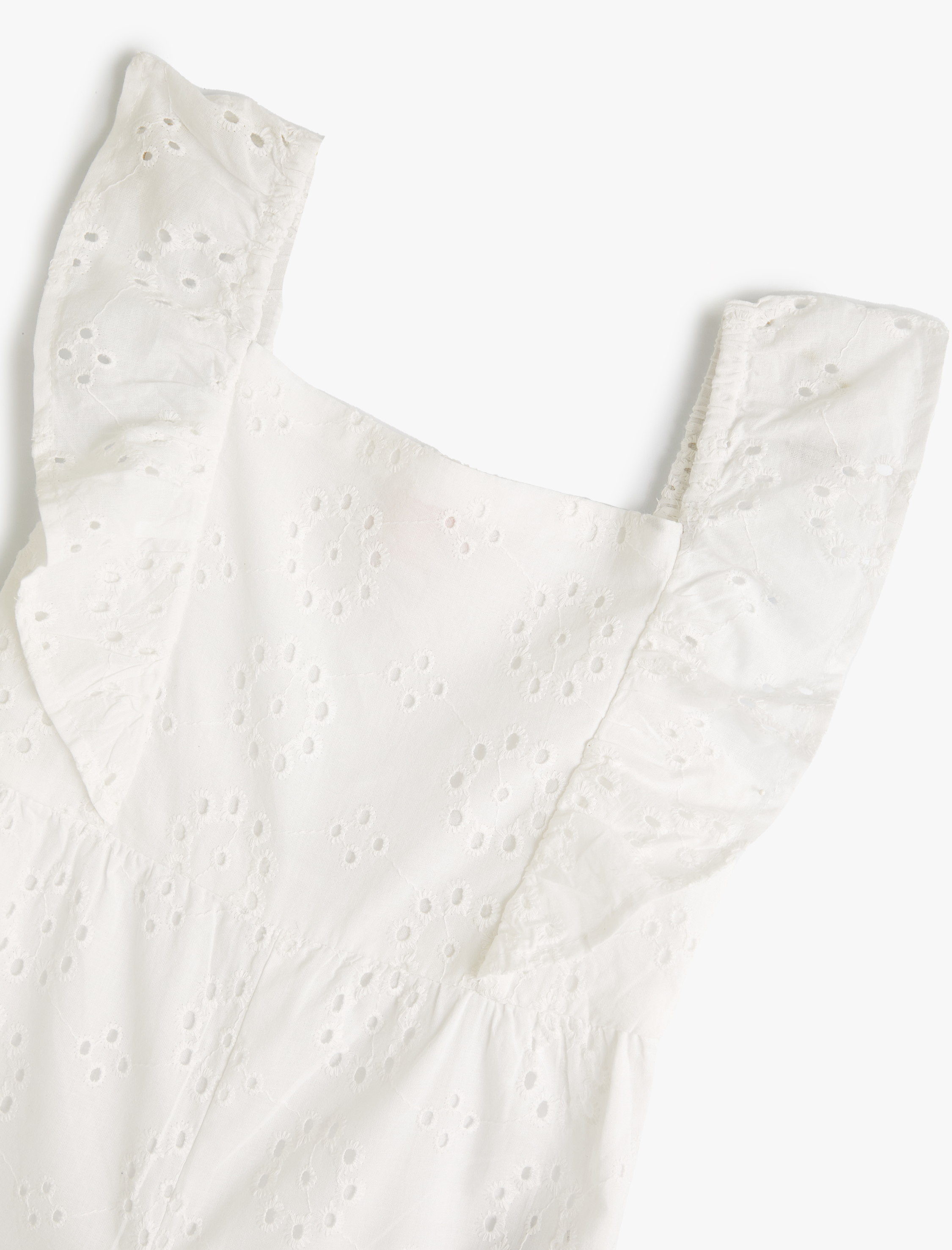  Kız Bebek Fistolu Tulum Kolsuz Fırfır Detaylı Kare Yaka Pamuklu