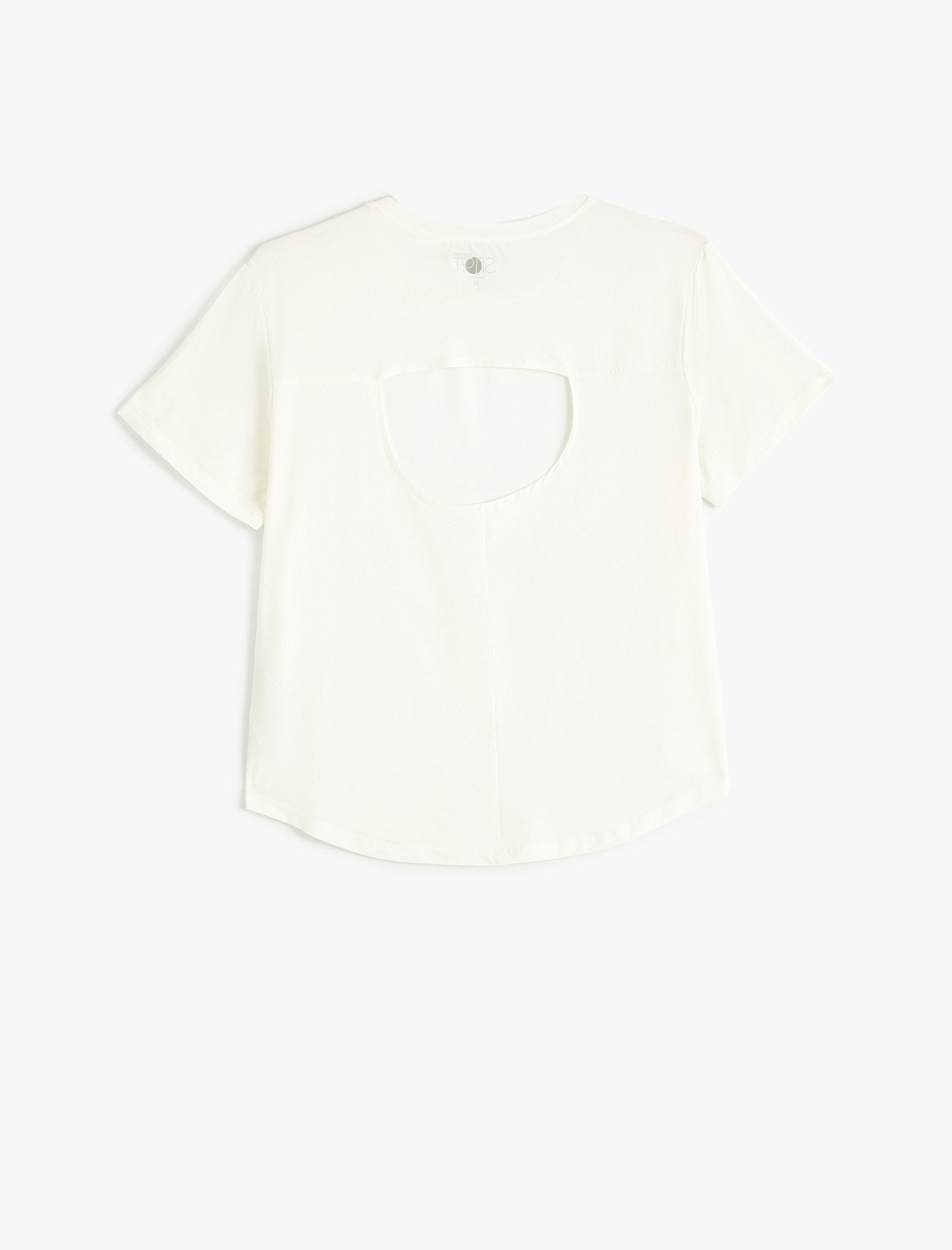   Arkası Pencere Detaylı Spor Tişört Kısa Kollu Bisiklet Yaka Rahat Kalıp