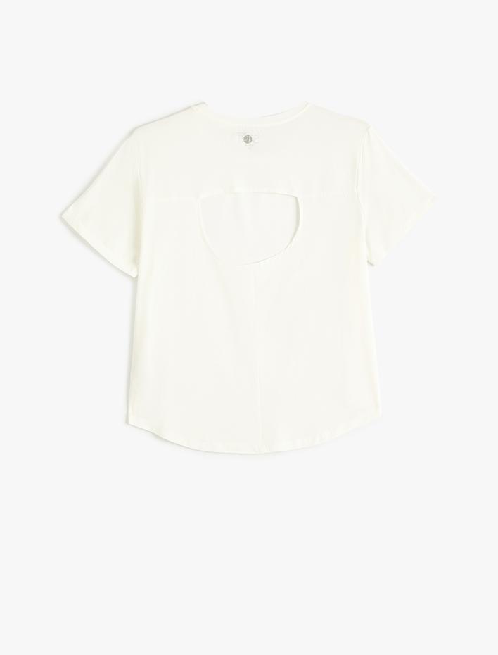  Arkası Pencere Detaylı Spor Tişört Kısa Kollu Bisiklet Yaka Rahat Kalıp