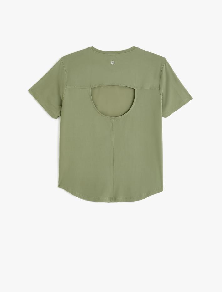  Arkası Pencere Detaylı Spor Tişört Kısa Kollu Bisiklet Yaka Rahat Kalıp