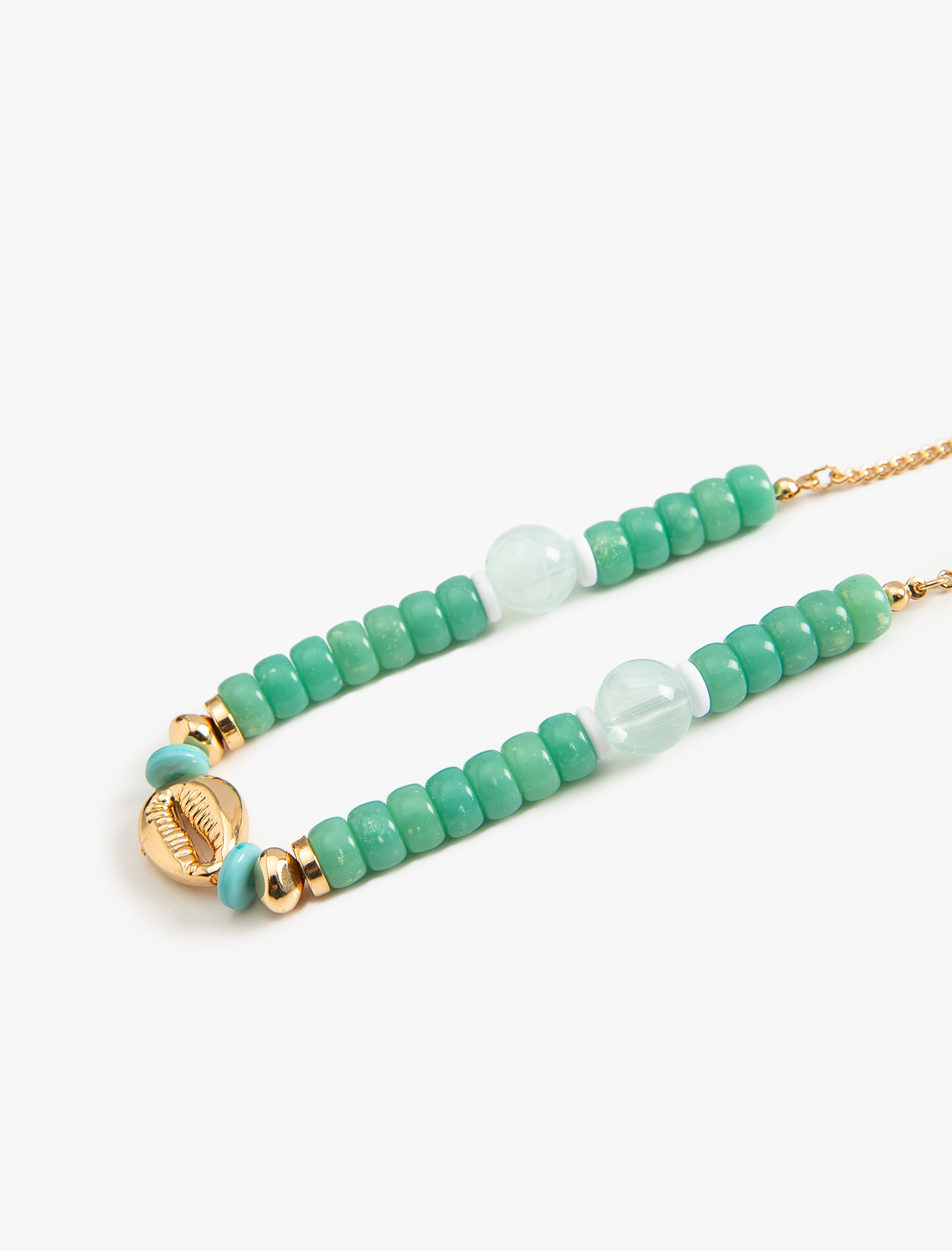 Kadın Boncuklu Kolye Deniz Kabuğu Detaylı