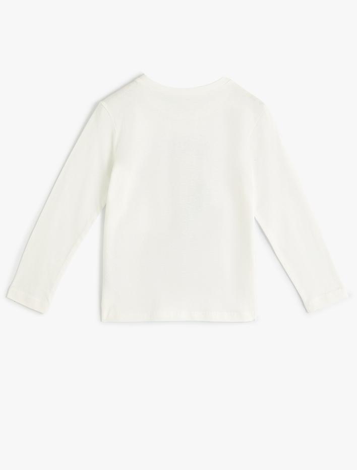 Kız Çocuk Tişört Anime Baskılı Uzun Kollu Bisiklet Yaka Pamuklu