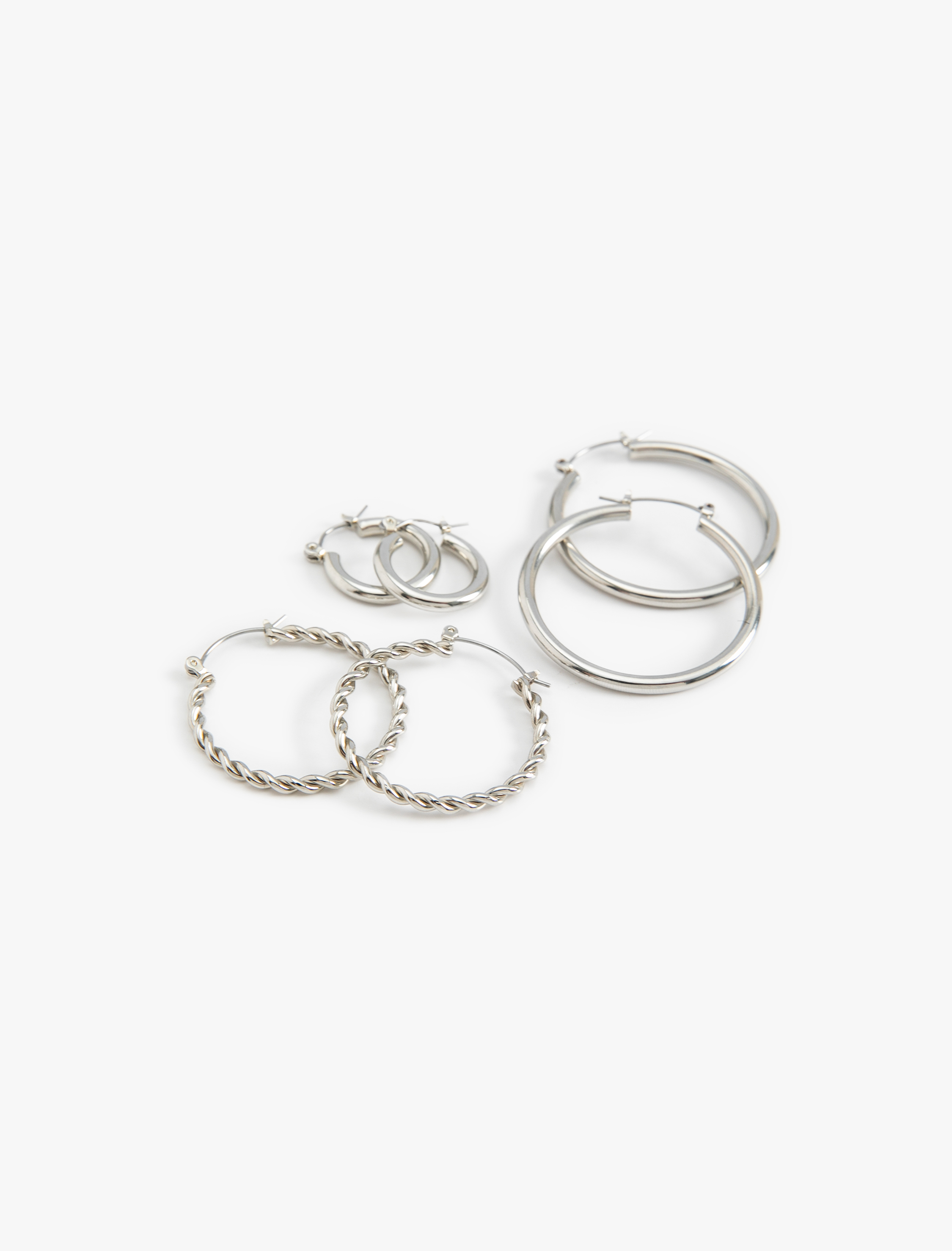  Kadın Çelik Halka Küpe 3'lü Set