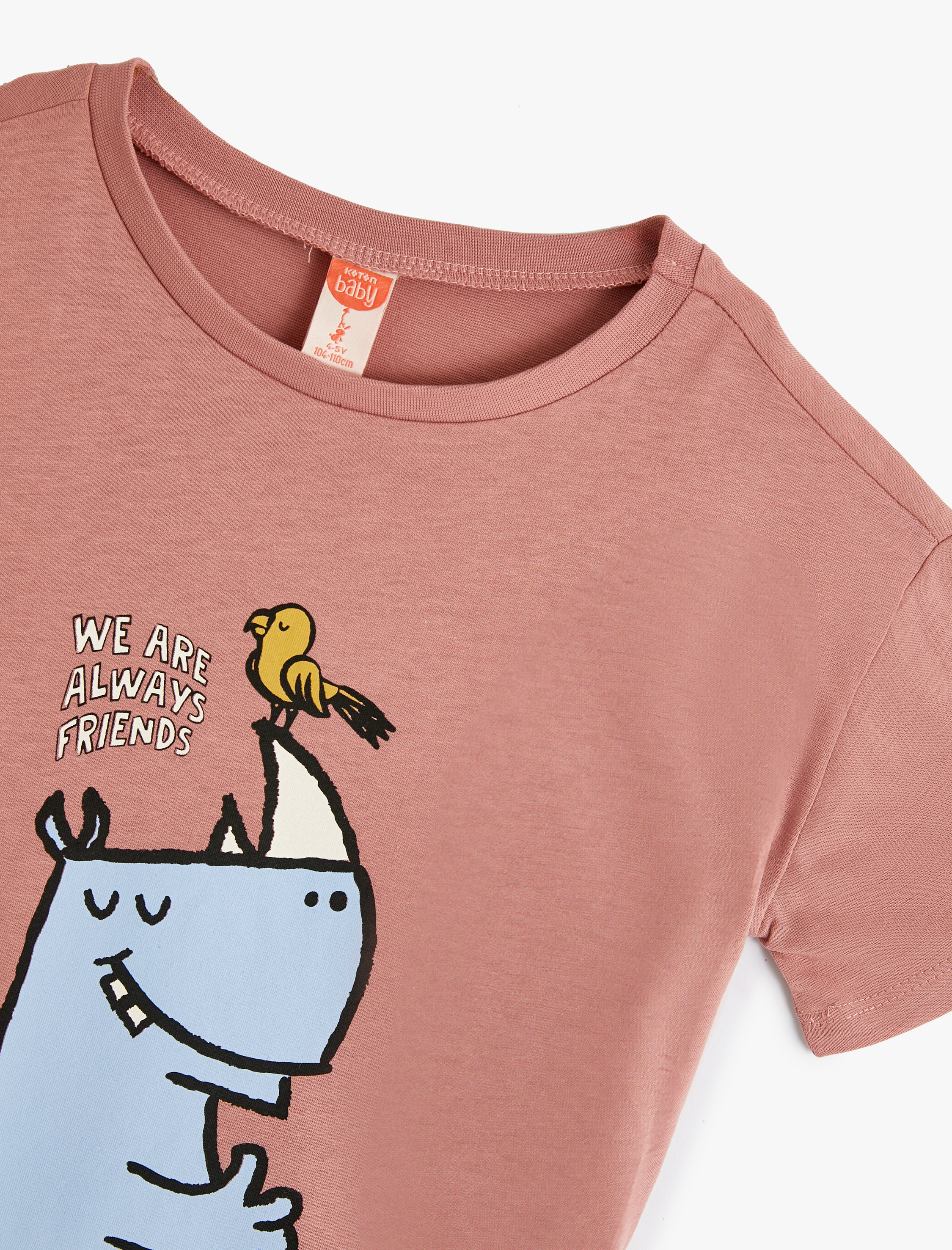  Erkek Bebek Tişört  Kısa Kollu Bisiklet Yaka Baskı Detaylı Pamuklu