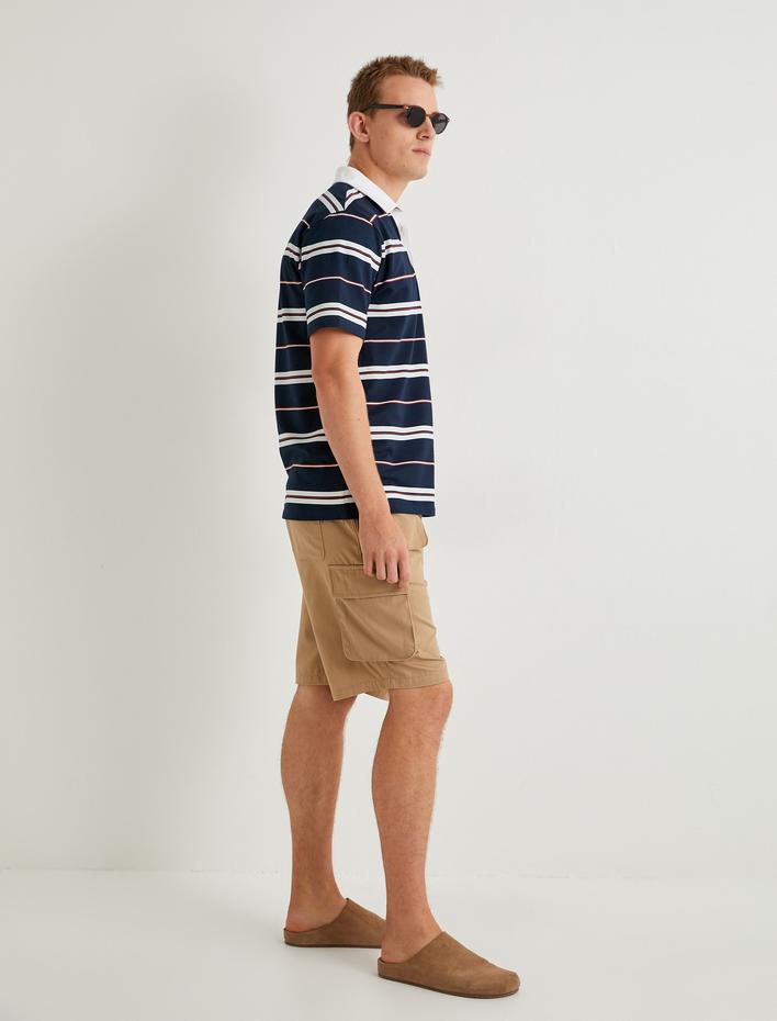  Polo Yaka Tişört Düğmeli Kısa Kollu Pamuklu