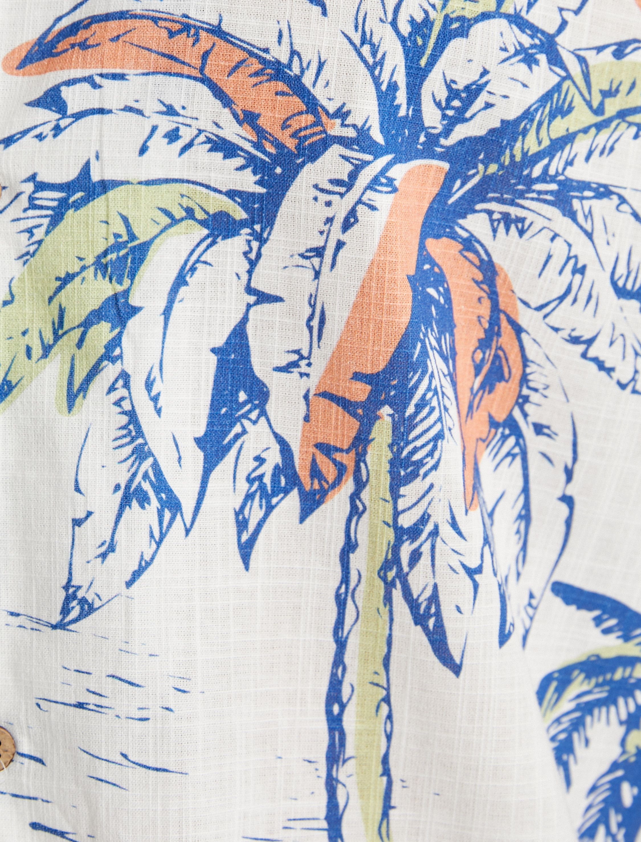   Hawaii Gömlek Kısa Kollu Desenli Düğmeli Yaka Detaylı Pamuklu Regular Fit