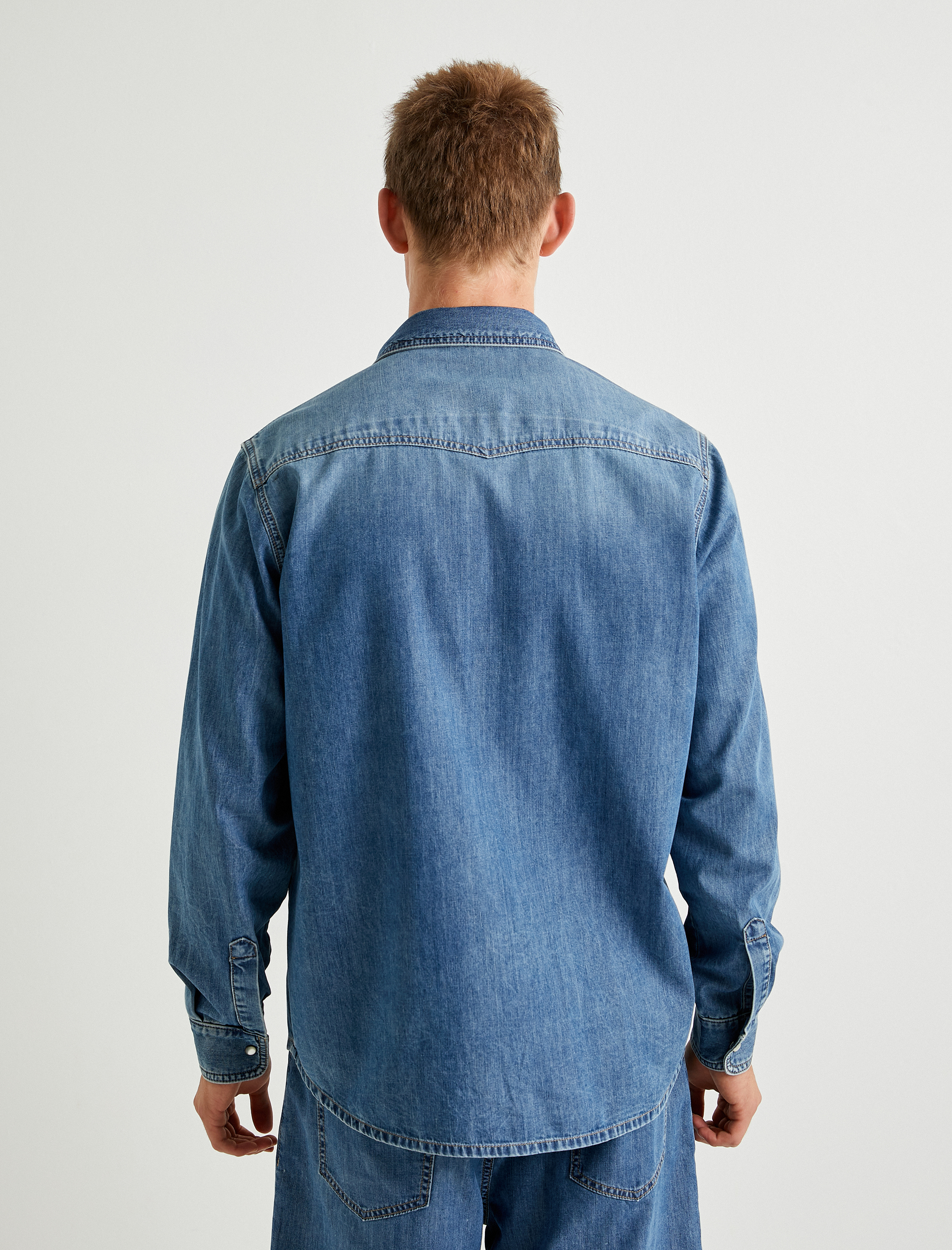   Kot Gömlek Ceket Oversize Uzun Kollu Kapaklı Cep Detaylı