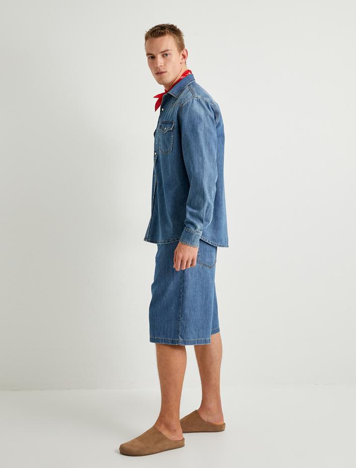  Kot Gömlek Ceket Oversize Uzun Kollu Kapaklı Cep Detaylı