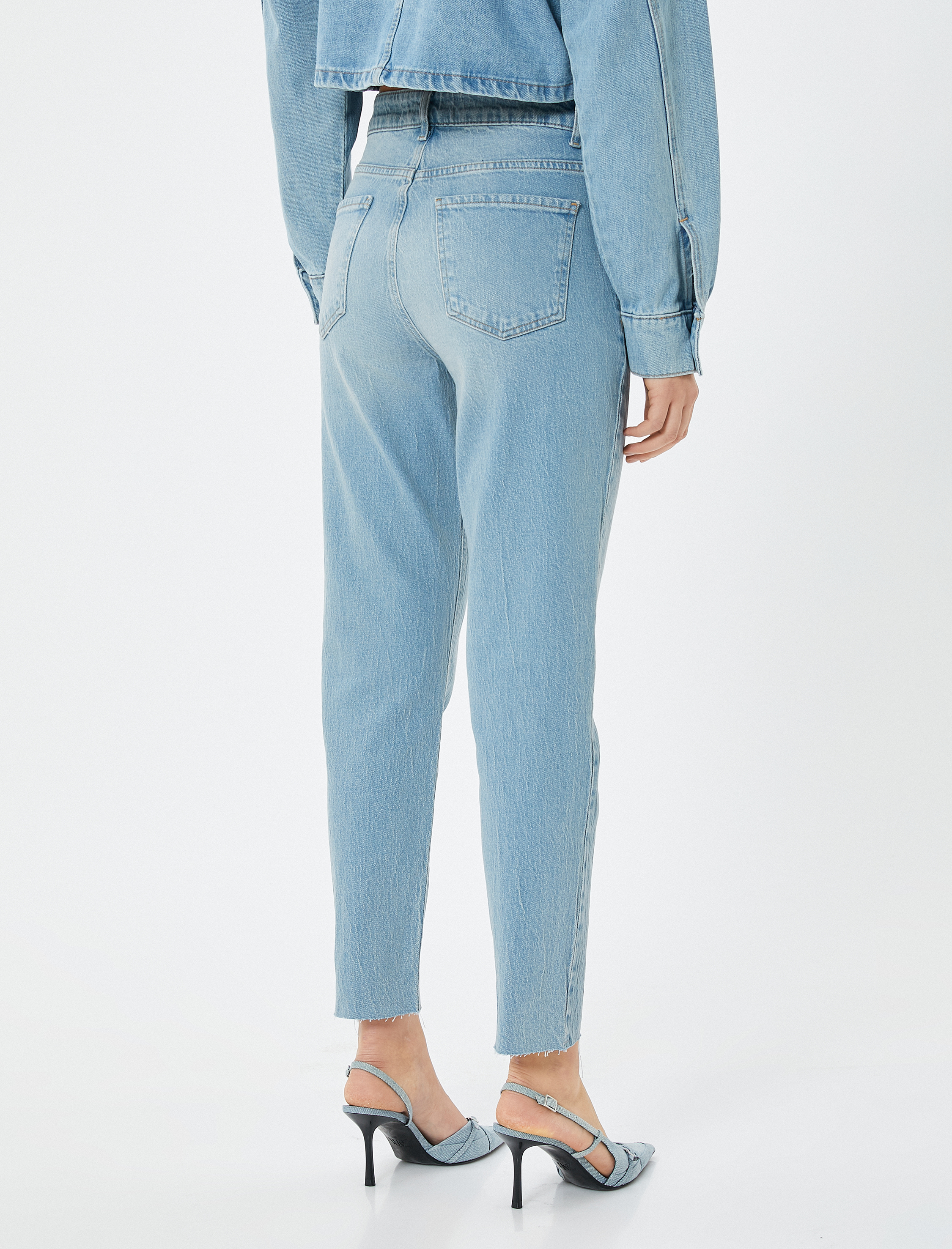 Yüksek Bel Kot Pantolon Düz Paça Slim Fit Pamuklu -  Slim Fit Jean
