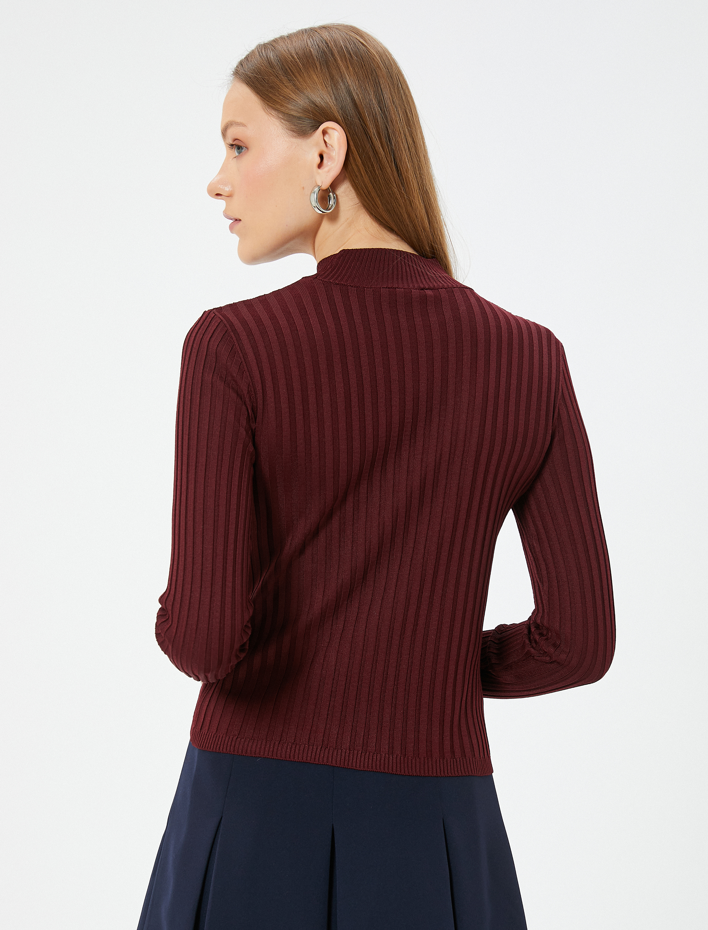   Dik Yaka Triko Kazak Uzun Kollu Slim Fit