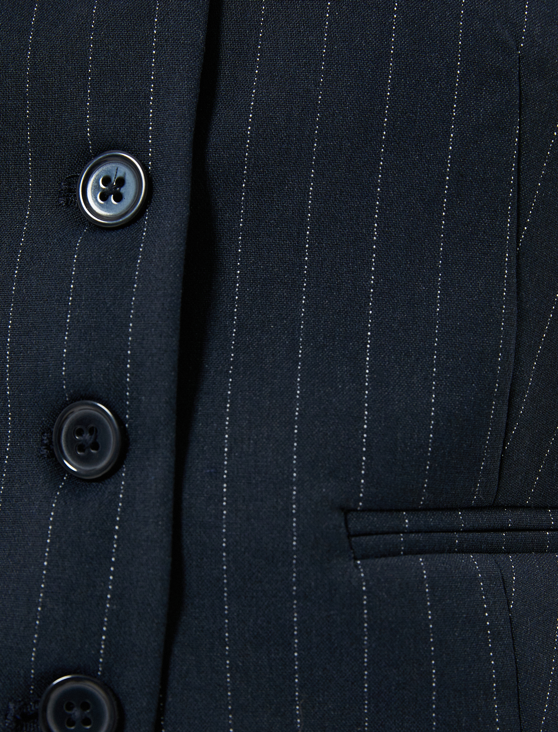   Blazer Yelek Fleto Cep Detaylı  V Yaka Slim Fit