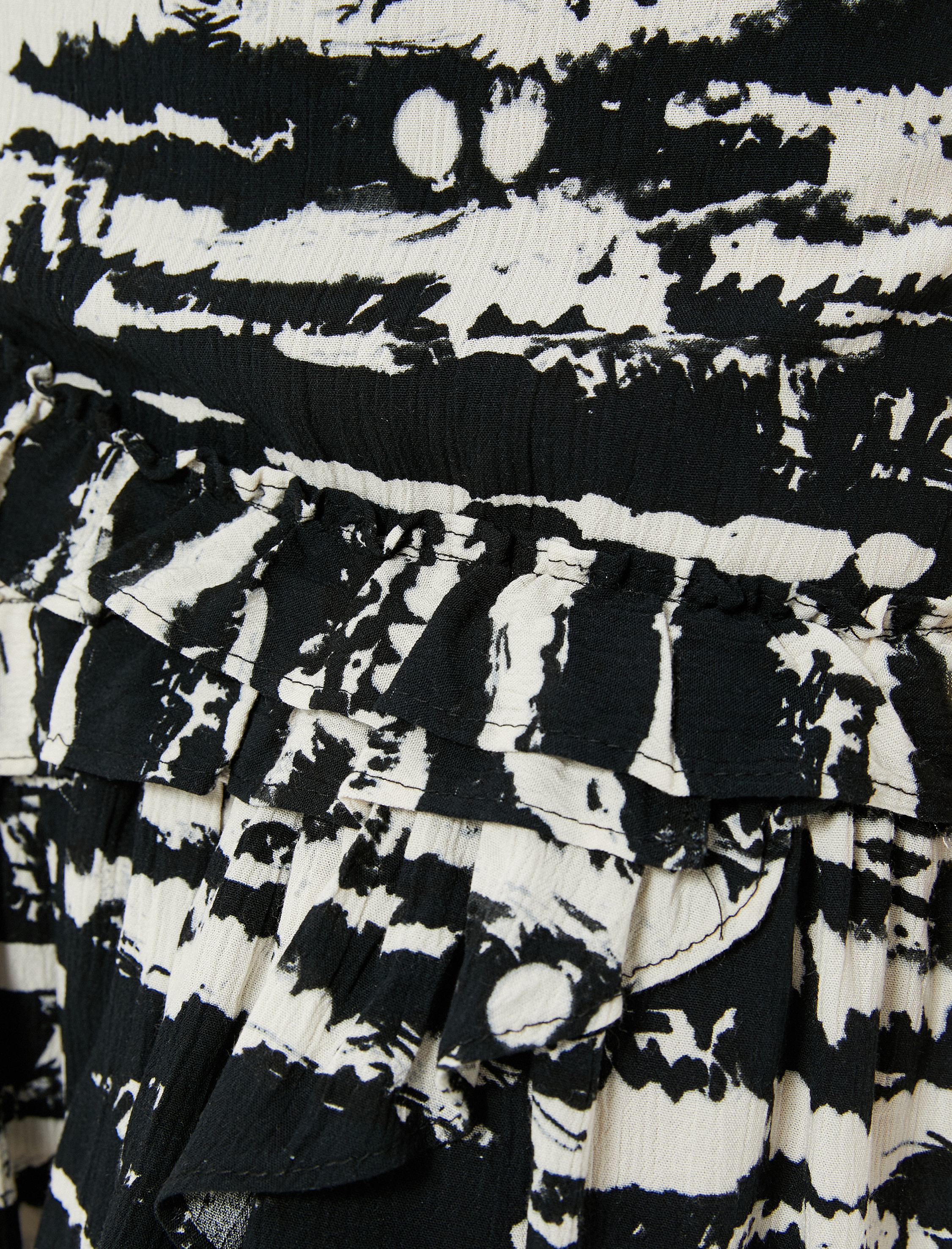   Fırfırlı Katlı Mini Etek Desenli Viskon