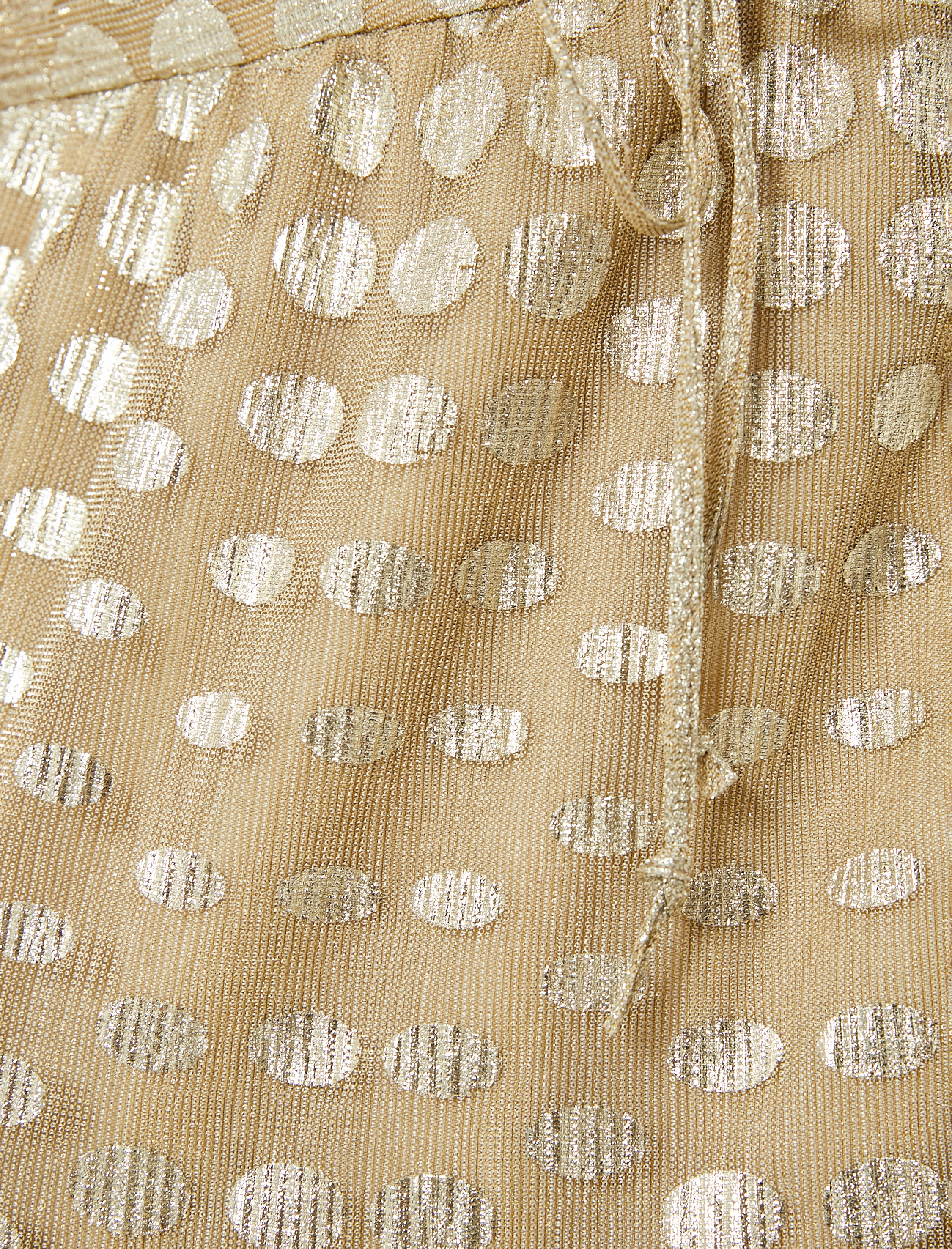   Puantiyeli Mini Elbise Metalik Dokulu Askılı Büzgülü Volanlı