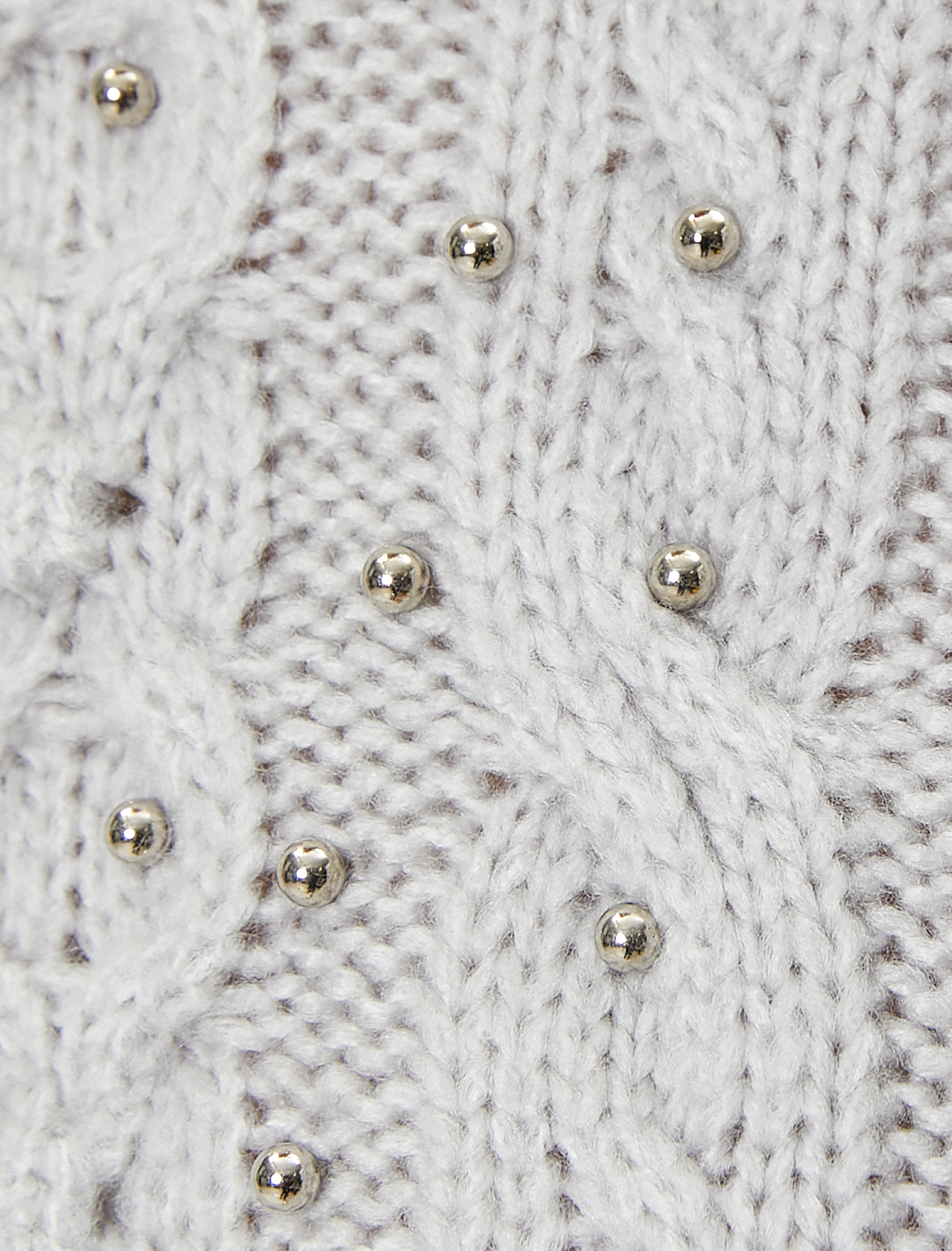   Ajurlu Triko Kazak Boncuk İşlemeli Dik Yaka