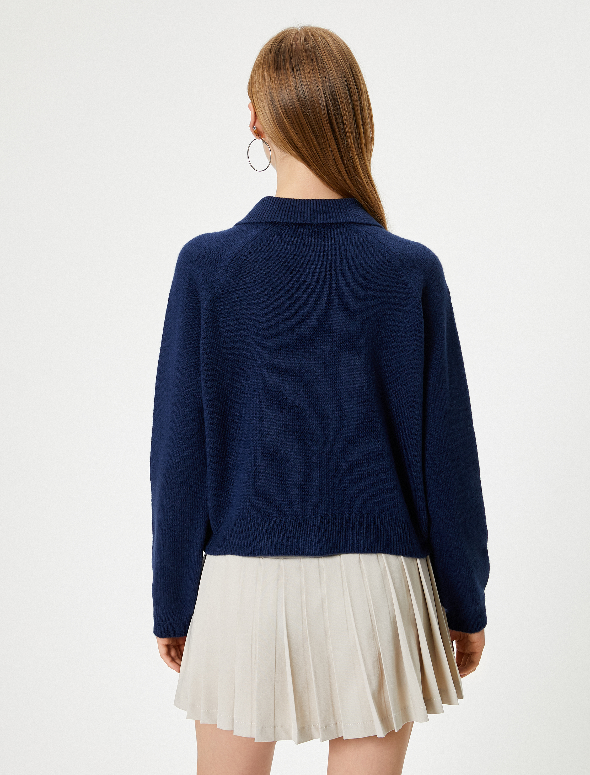 Triko Hırka Gömlek Yaka Düğmeli Uzun Kollu