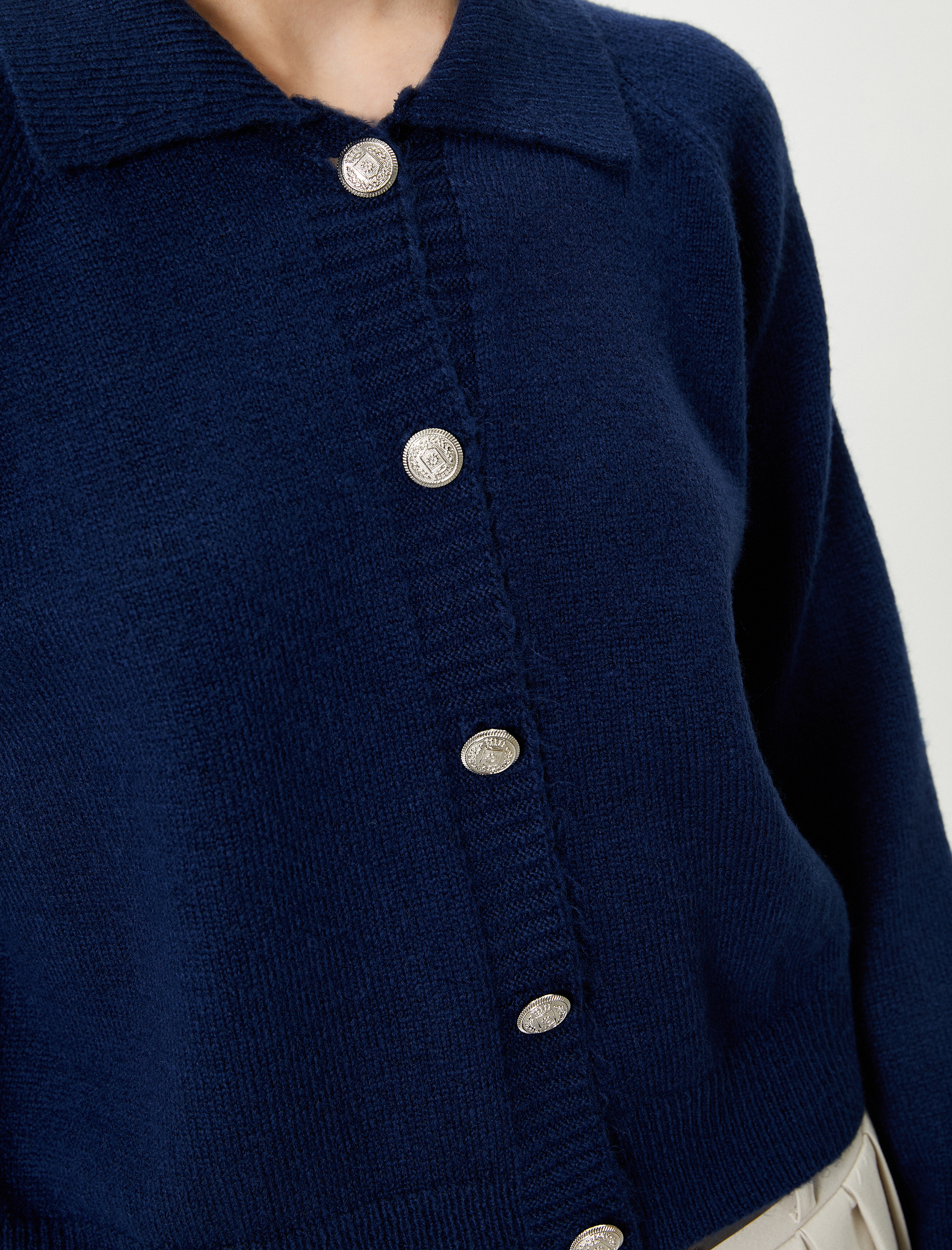 Triko Hırka Gömlek Yaka Düğmeli Uzun Kollu