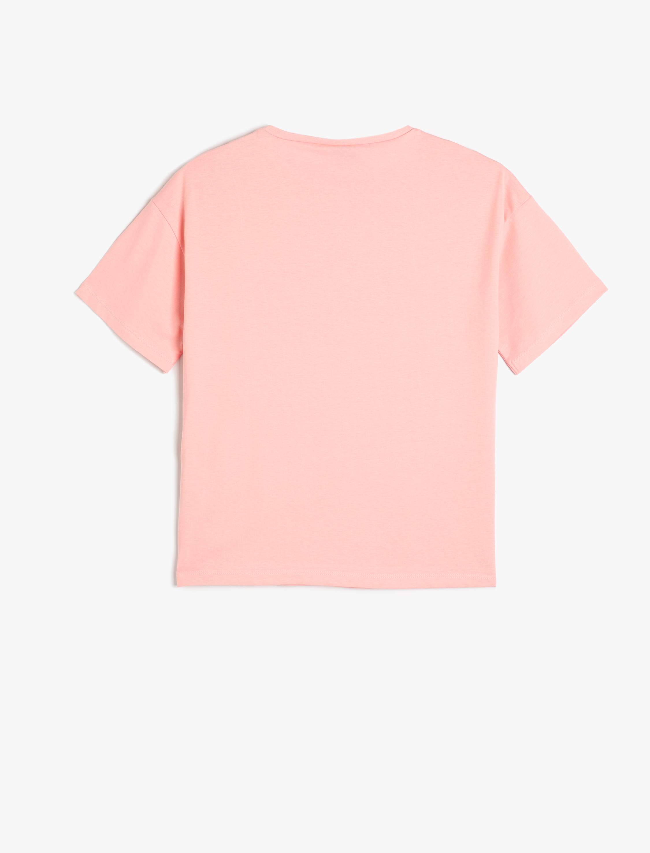  Kız Çocuk Tişört Kısa Kollu Kedi Baskılı Bisiklet Yaka Pamuklu