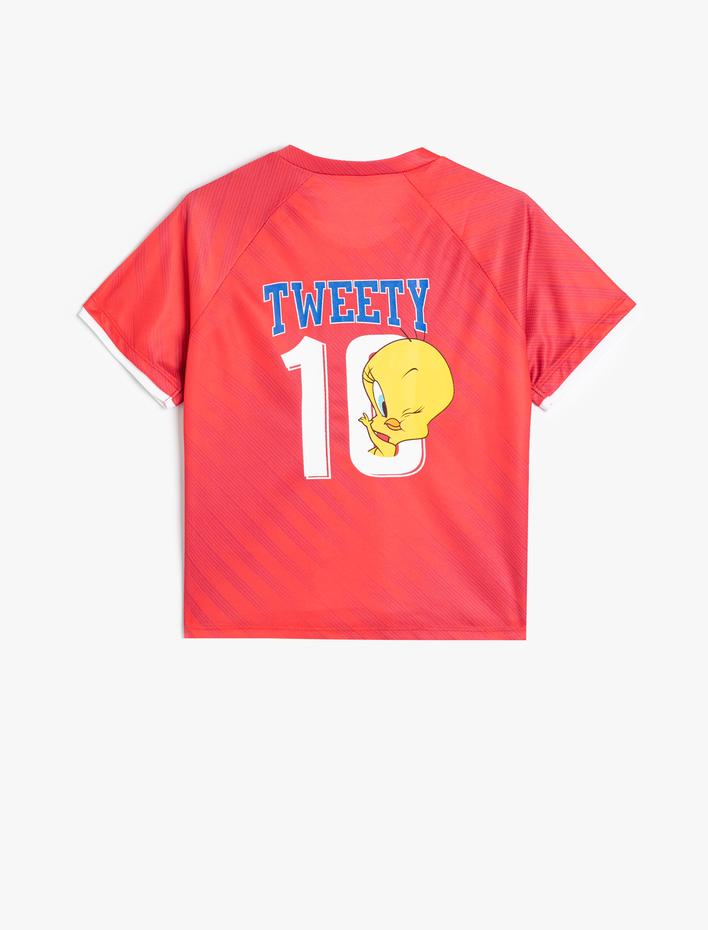 Kız Çocuk Tweety Tişört Lisanslı Kısa Kollu Baskılı Bisiklet Yaka