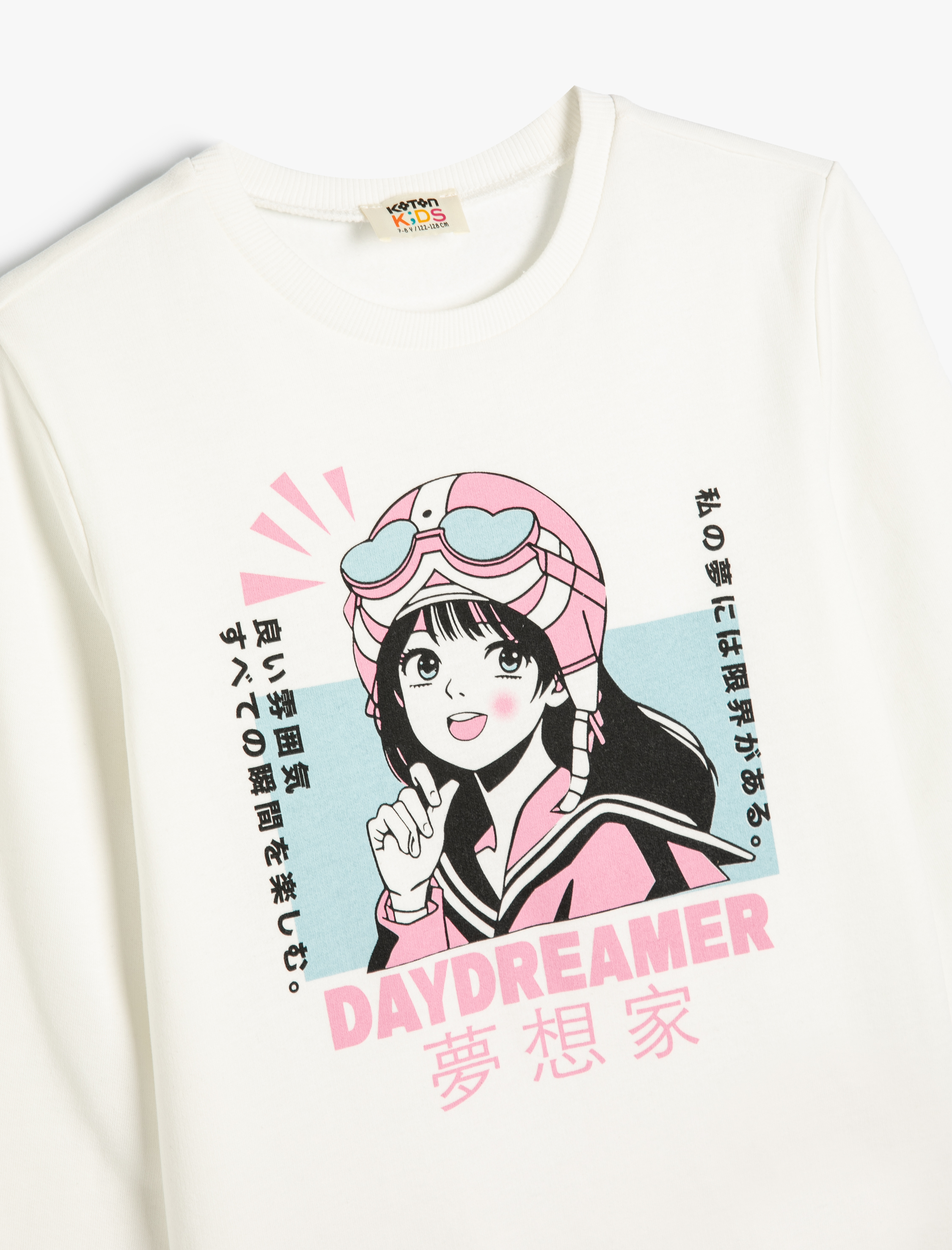  Kız Çocuk Sweatshirt Uzun Kollu Ayıcık Baskılı Bisiklet Yaka Pamuklu Şardonlu