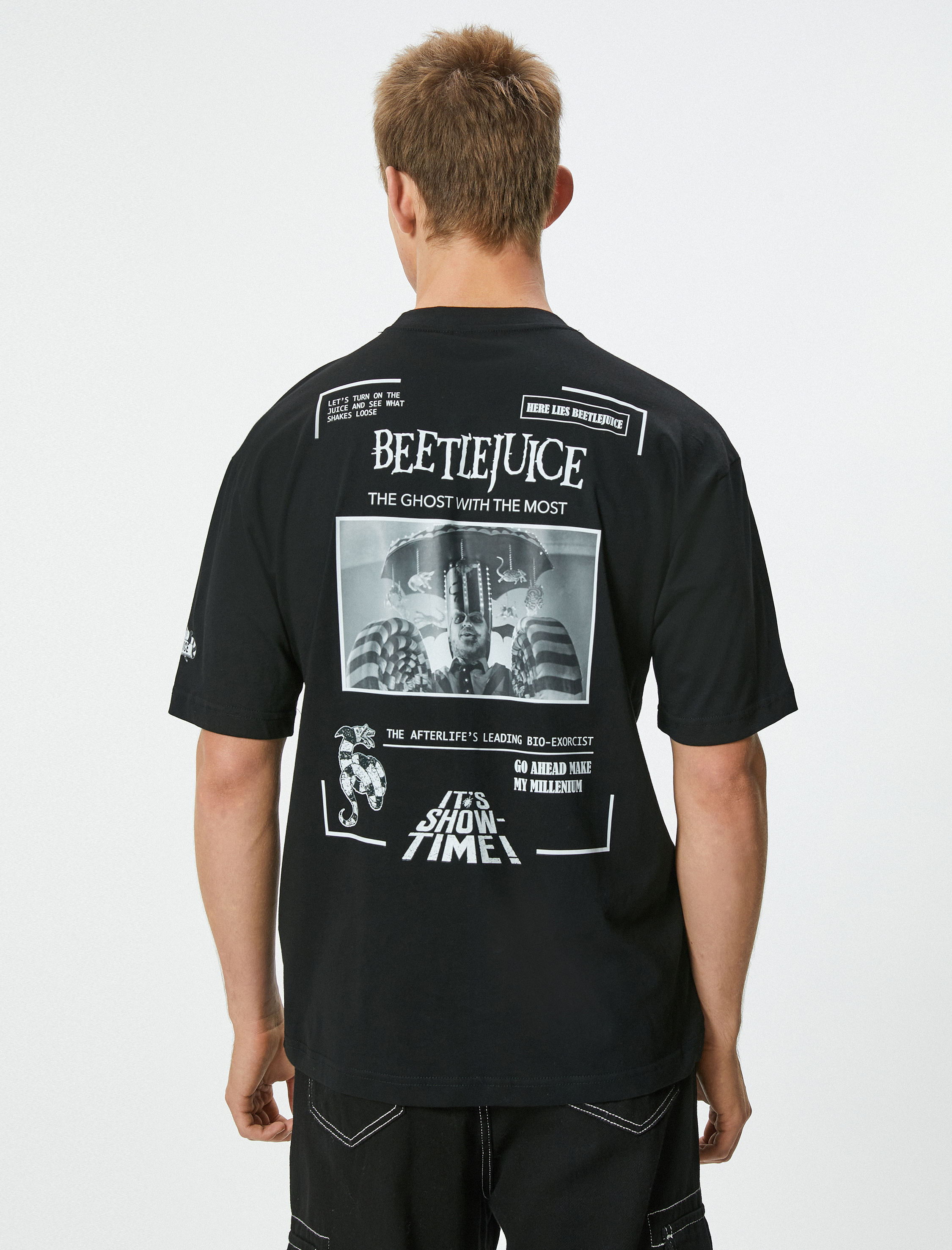   Beetlejuice Tişört Lisanslı Oversize Kısa Kol Bisiklet Yaka