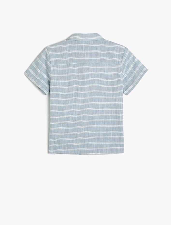 Erkek Çocuk Gömlek Kısa Kollu Tek Cep Detaylı Düğmeli Pamuklu