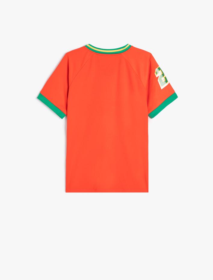 Erkek Çocuk Spor Tişört Portekiz Baskılı Kısa Kollu V Yaka Baskılı