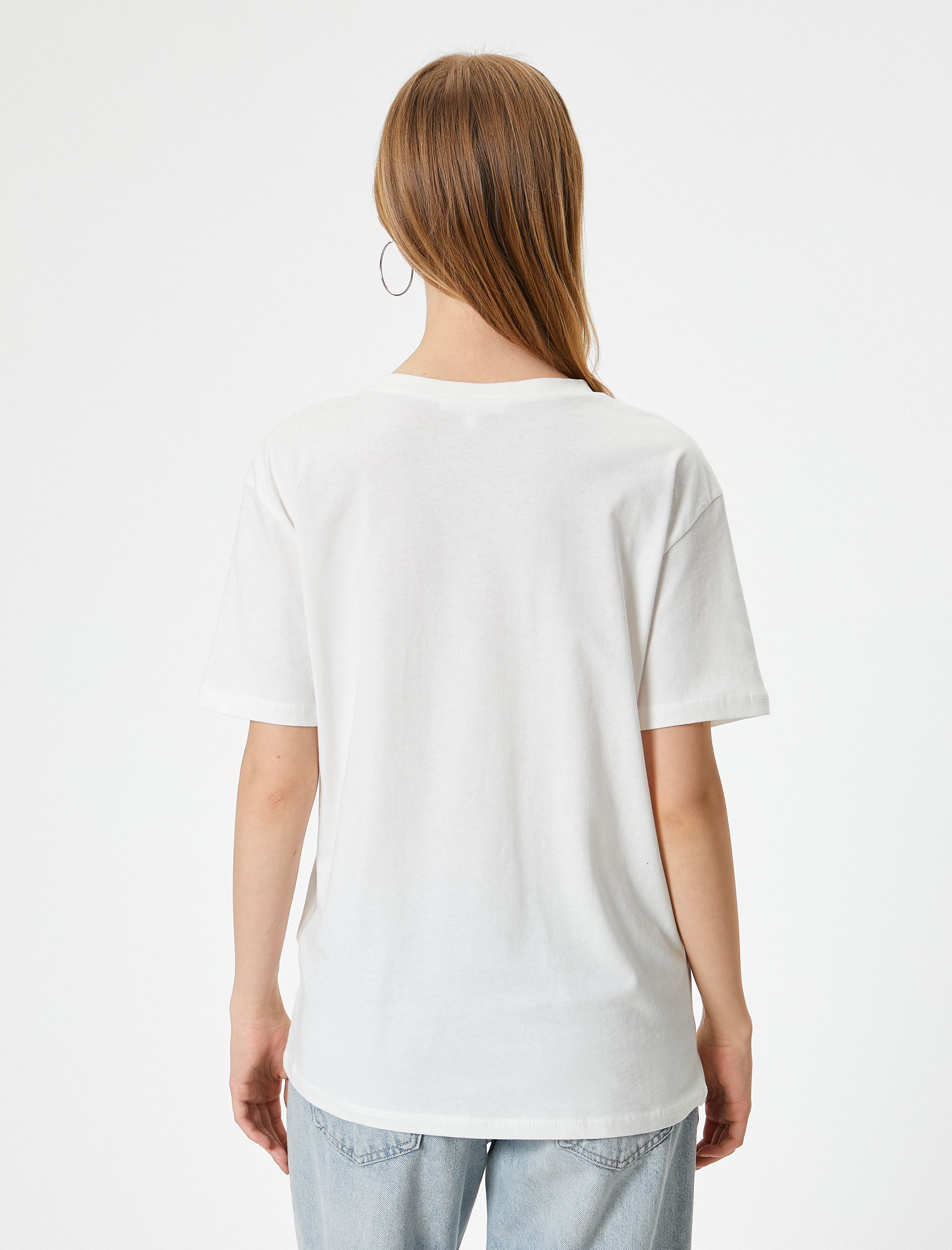   Yaz Temalı Baskılı Tişört Relax Fit Kısa Kollu Bisiklet Yaka