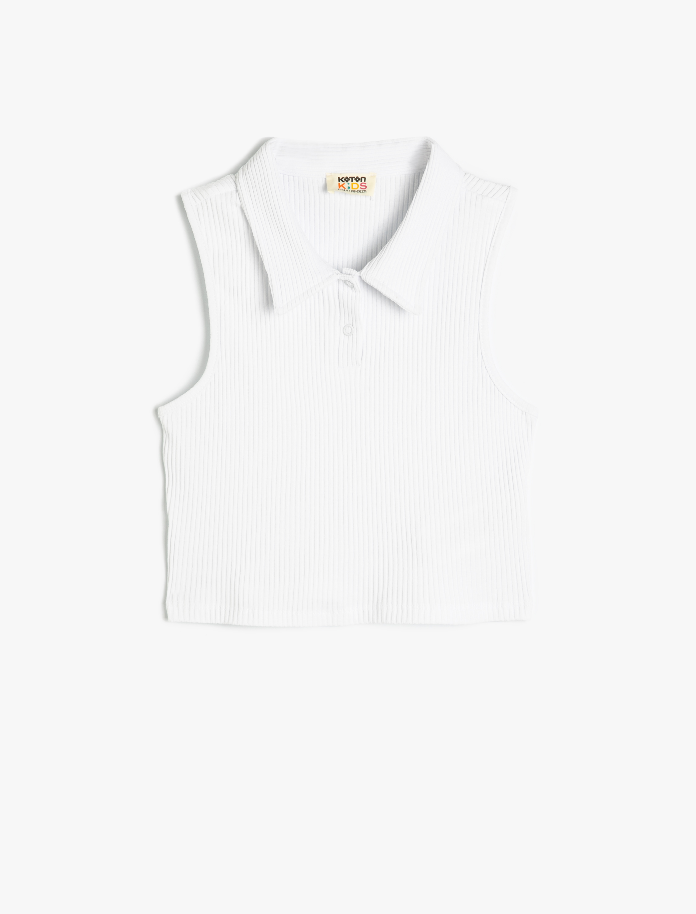 Koton Crop Atlet Polo Yaka Düğmeli Ribanalı Pamuklu -1
