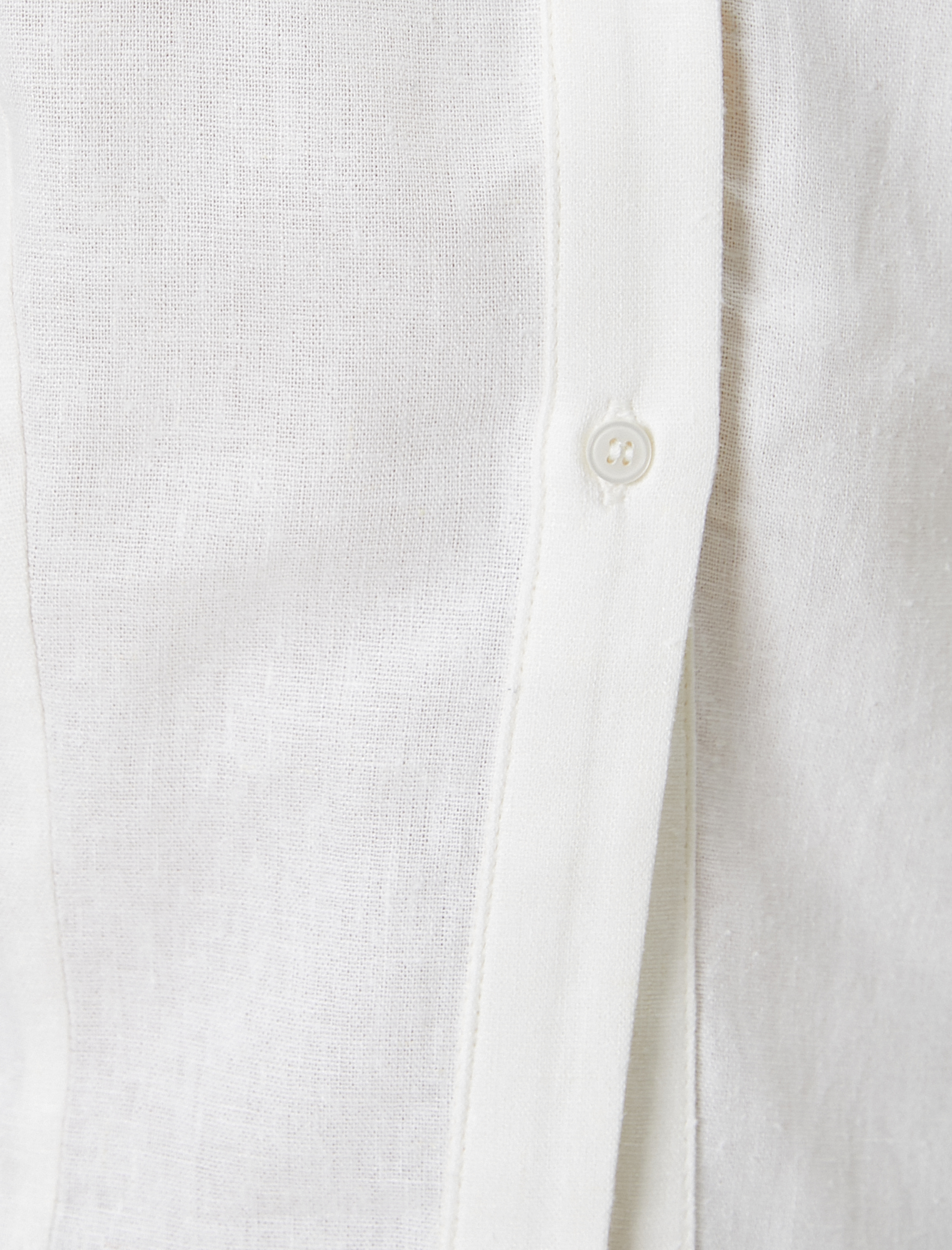   Keten Karışımlı Gömlek Crop Kolsuz Klasik Yaka Slim Fit