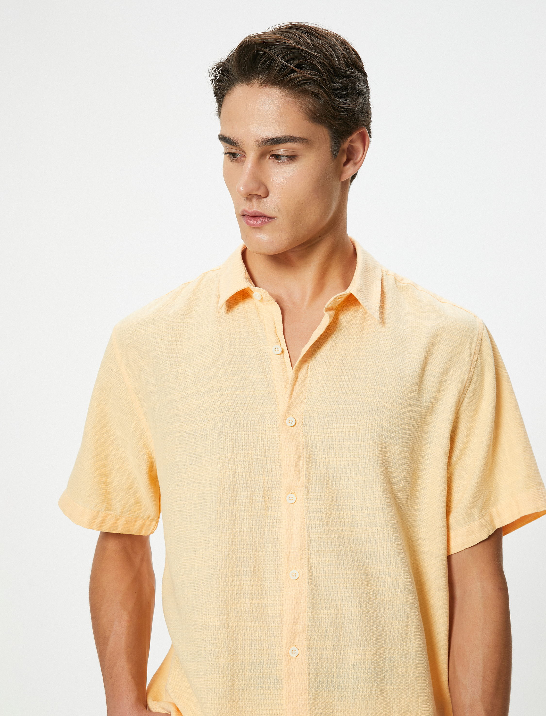   Yazlık Gömlek Kısa Kollu Klasik Yaka Düğmeli Pamuklu Regular Fit