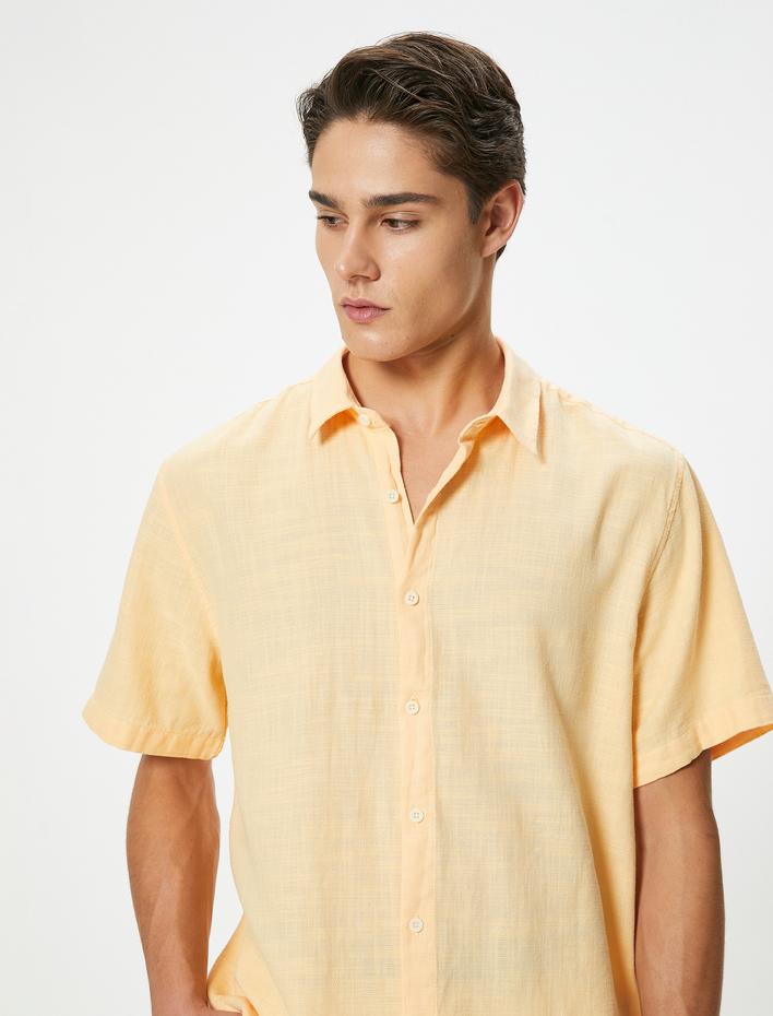  Yazlık Gömlek Kısa Kollu Klasik Yaka Düğmeli Pamuklu Regular Fit
