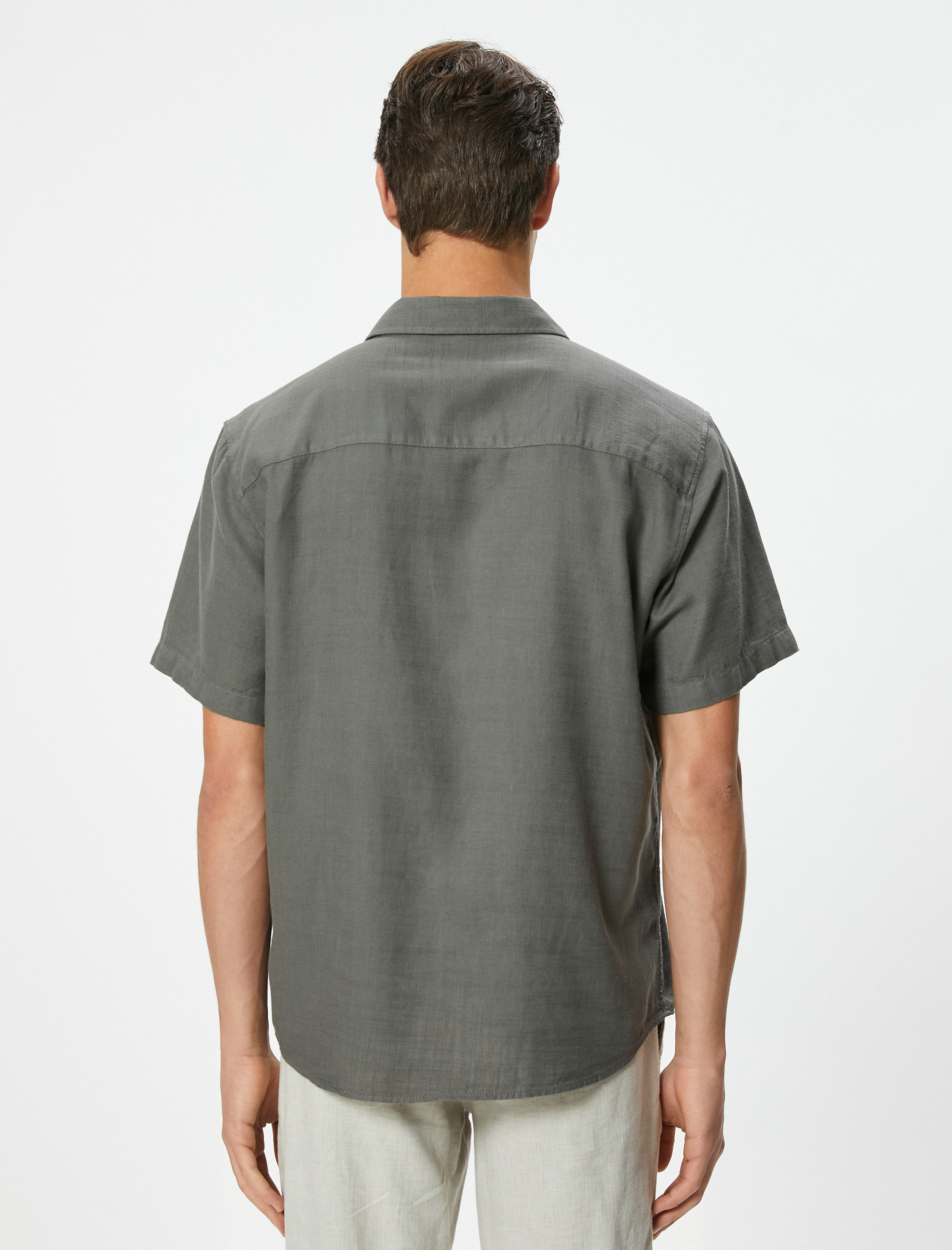   Yazlık Gömlek Kısa Kollu Klasik Yaka Düğmeli Pamuklu Regular Fit