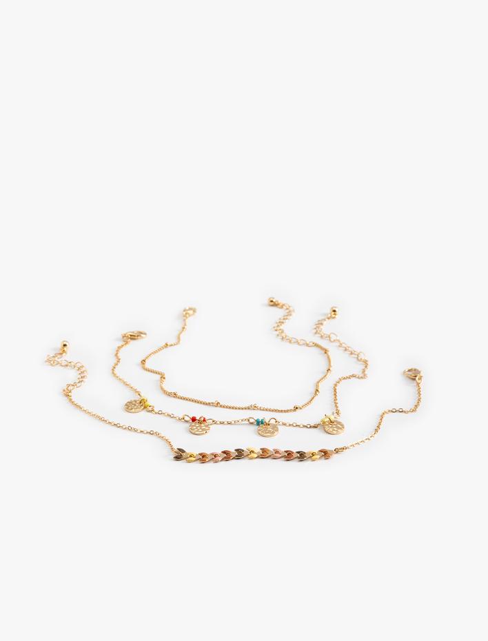 Kadın Halhal Seti İnci Boncuk Detaylı