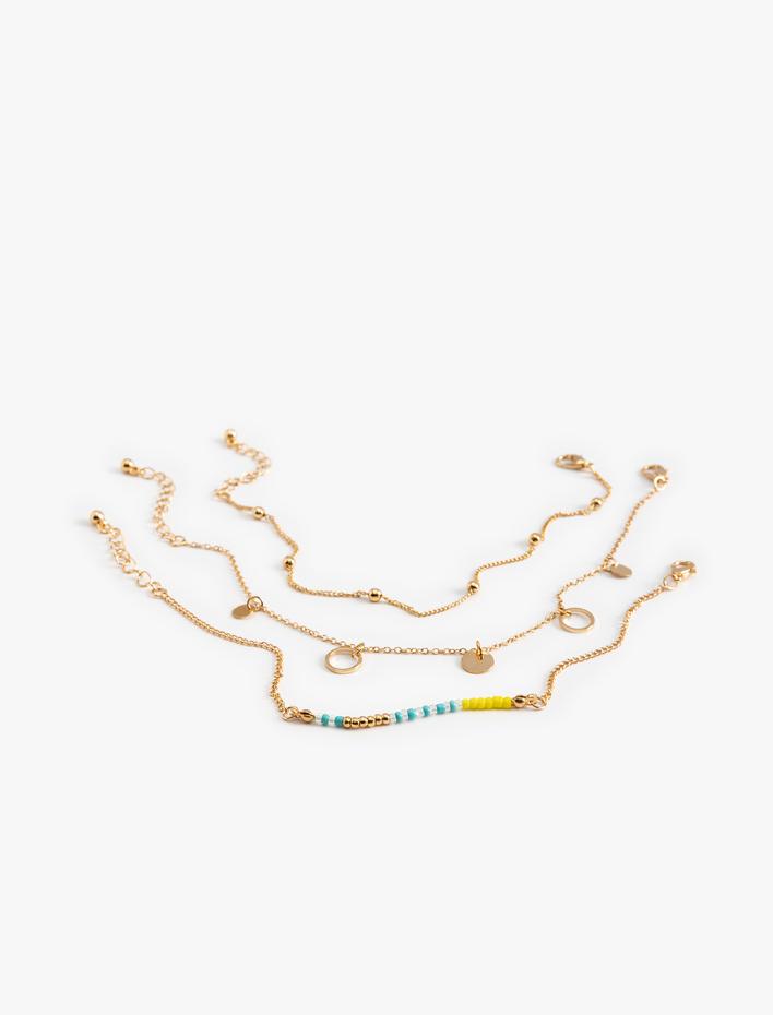 Kadın Halhal Seti İnci Boncuk Detaylı