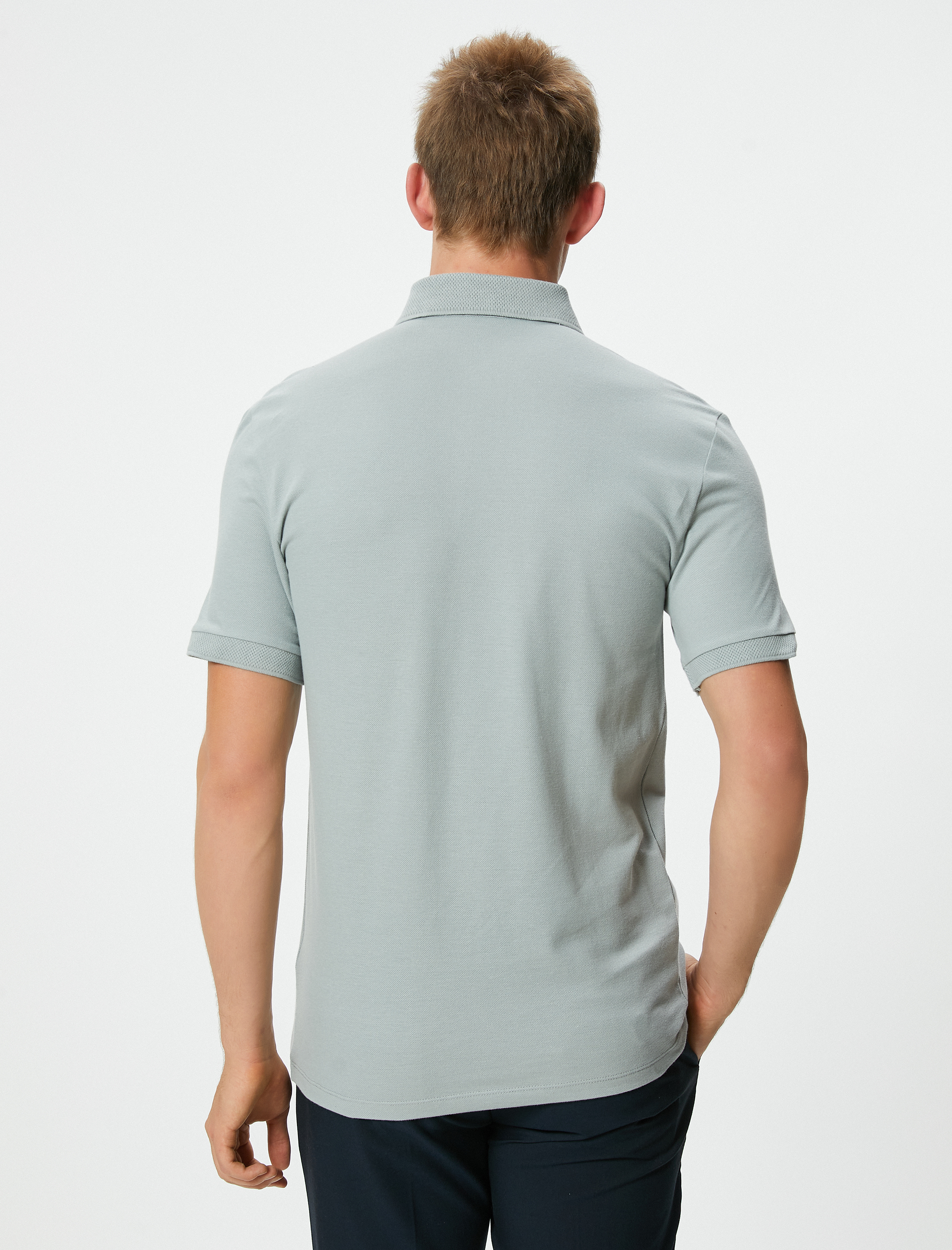   Polo Yaka Tişört Slim Fit Çıt Çıt Düğme Detaylı Kısa Kollu Pamuklu