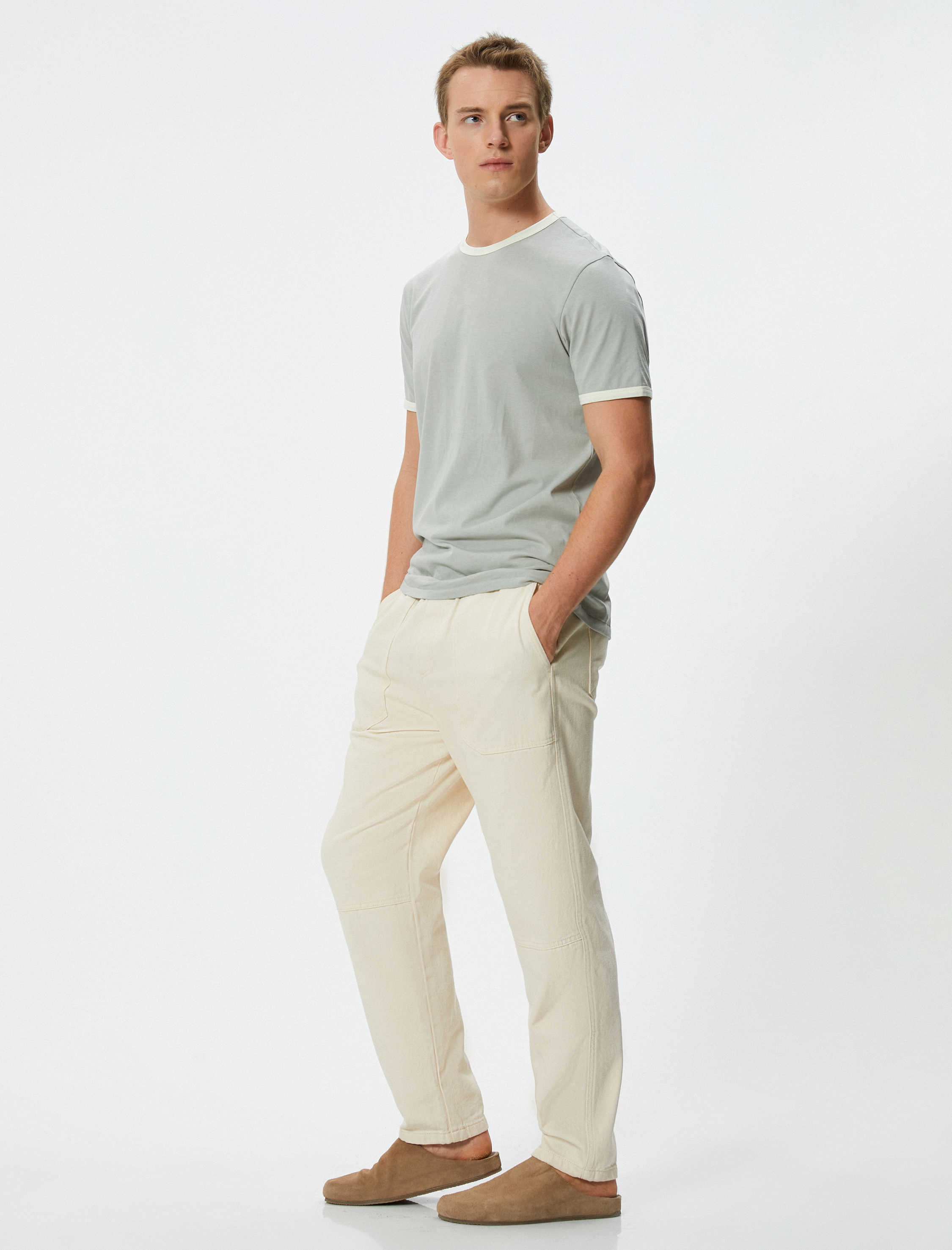   Slim Fit Tişört Biyeli Kısa Kollu Bisiklet Yaka Pamuklu